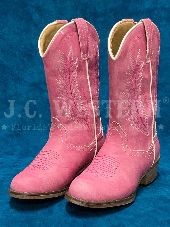 Roper Kids' Pink Embroidery Round Toe Boots 09-018-1939-2404 - Perfect for School, Playdates & Outdoor Adventures