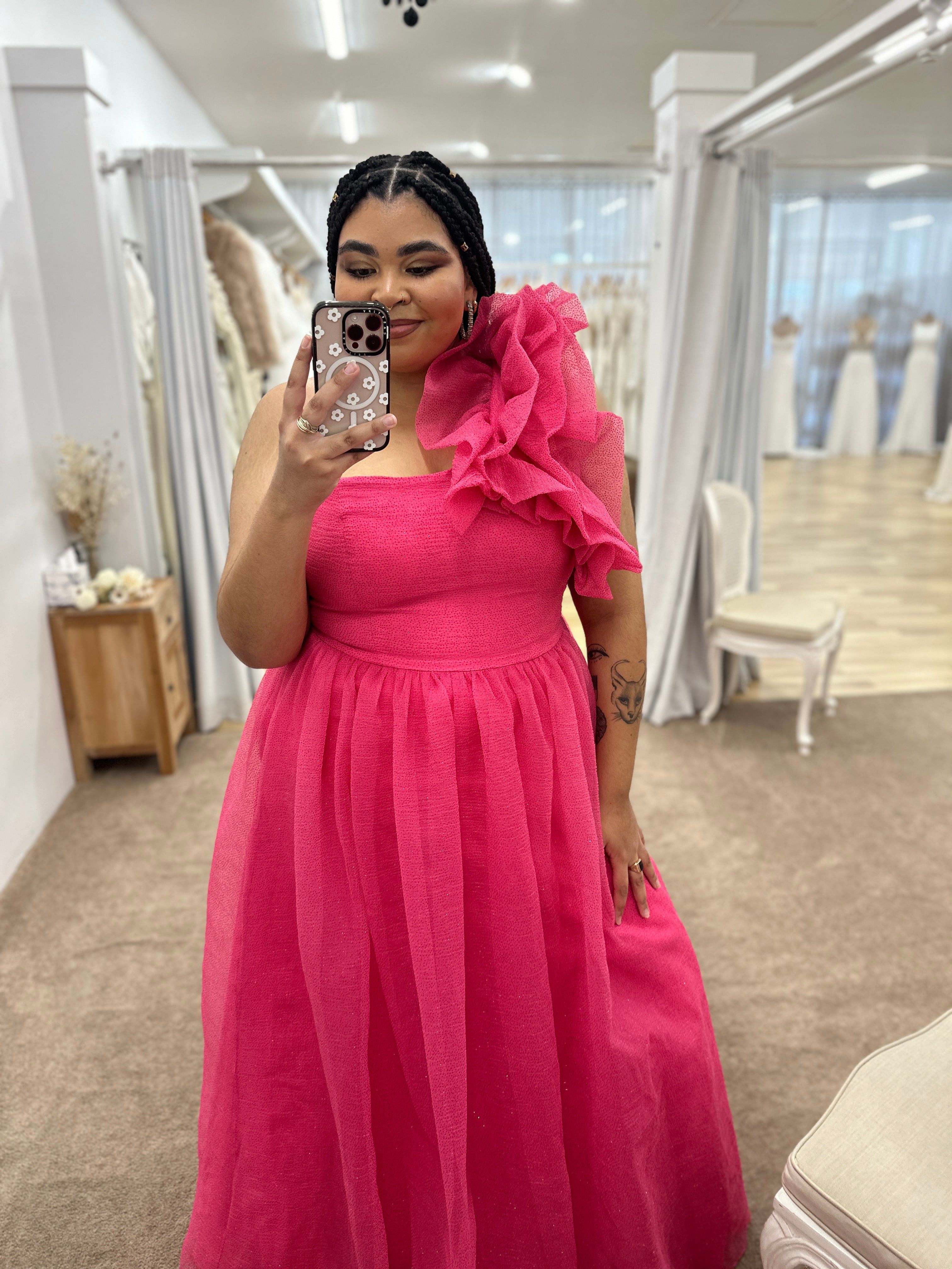 Corena Elegant One Shoulder Ruffle Ball Gown for Prom, Wedding & Formal Events - Perfect for Evening Galas, Bridal Showers & Special Occasions