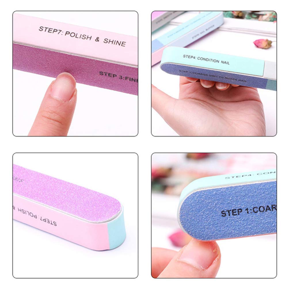 EXCLUZO 6-Sided Nail Files & Polishing Blocks - 8pc Professional Manicure Kit for Smooth Nails | Perfect for Home Nail Care, Salon Use & Travel Essentials