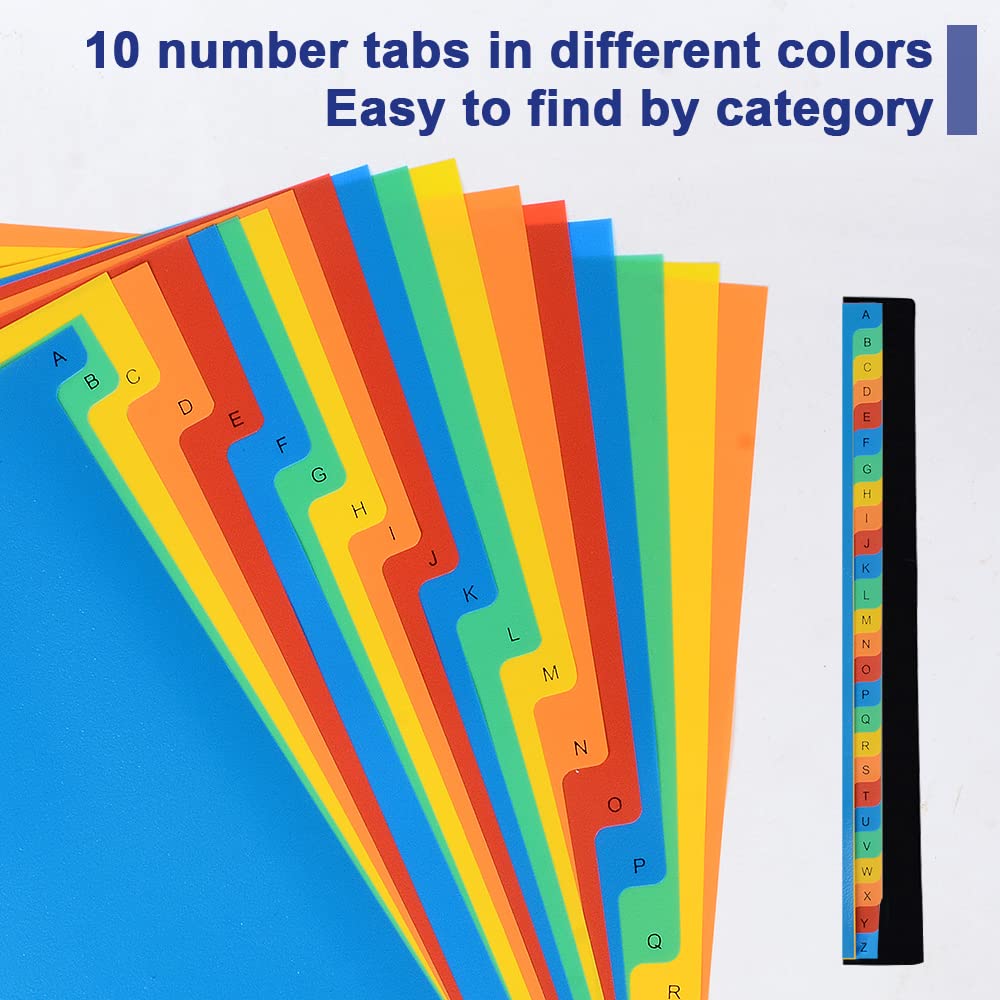 FOME 2-Pack Multicolor Binder Tab Dividers - 26 A-Z Index Tabs for 3 Ring Binders, 11 Hole A4 Plastic Dividers for Notebooks & Organizers | Perfect for School, Office & Home Organization