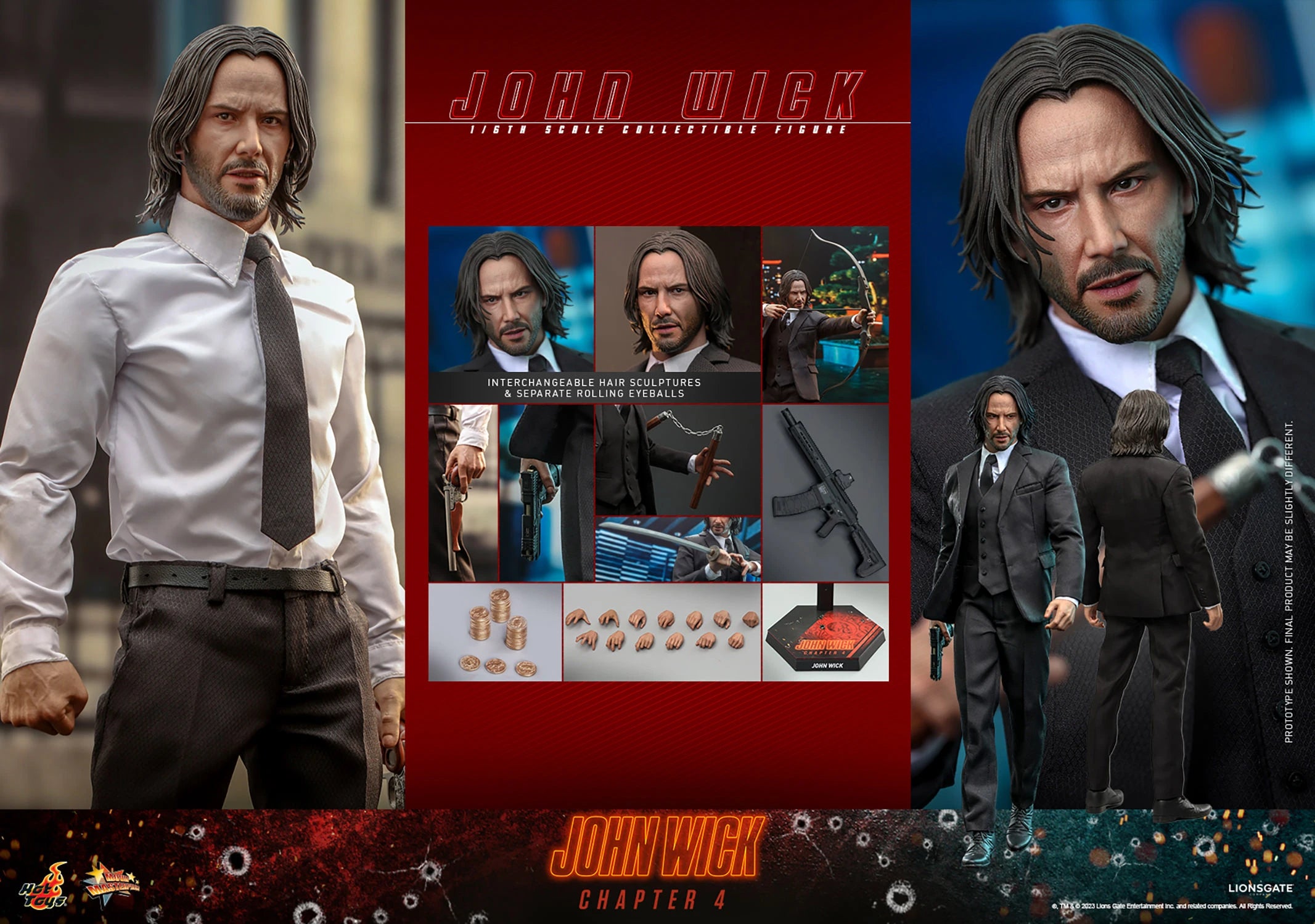 John Wick Chapter 4 1/6 Scale Collectible Action Figure - Hot Toys Movie Character Model for Display & Collection - Perfect for Fans, Gift Giving & Home Decor