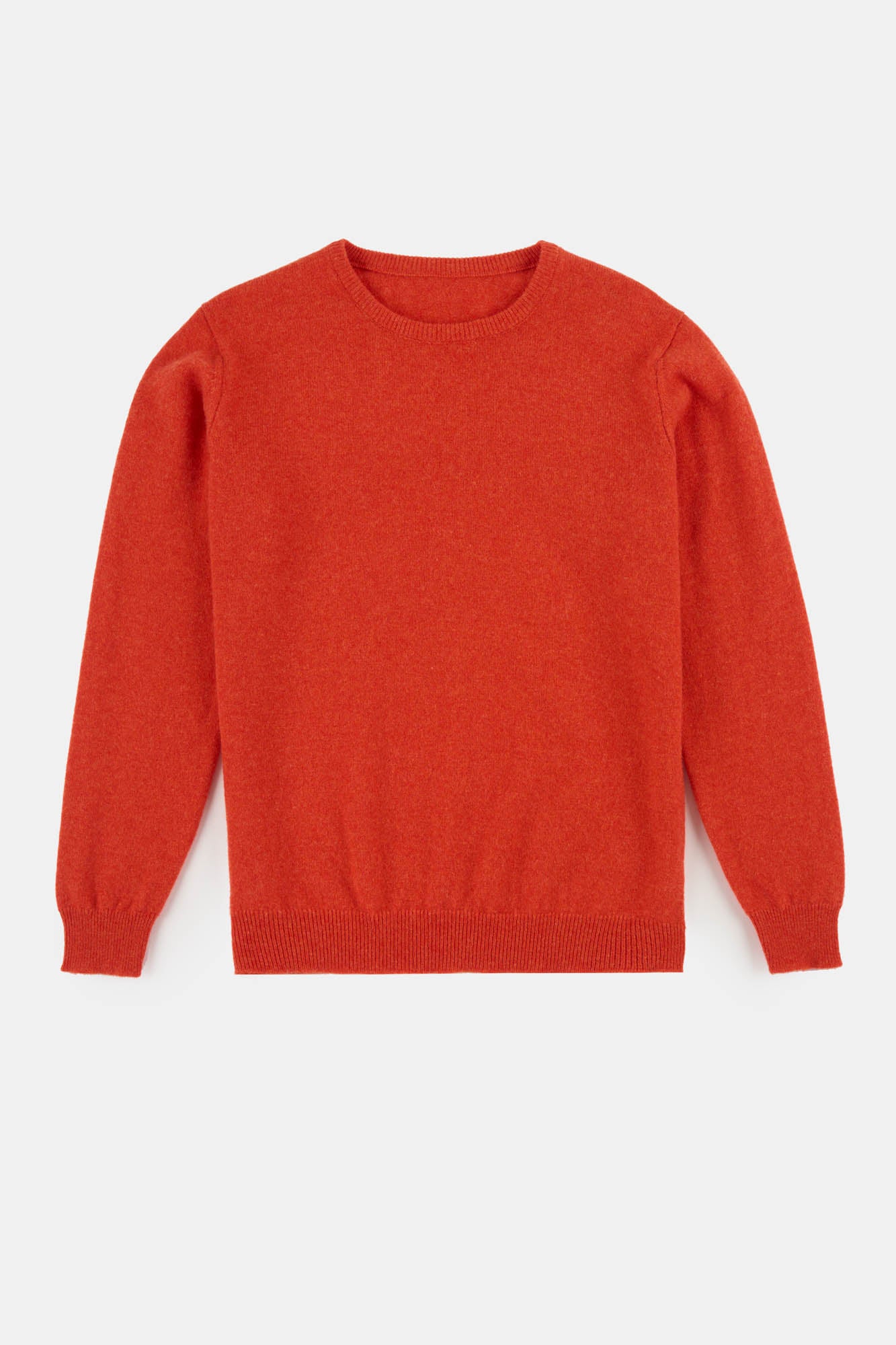 Women's Lambswool Crew Neck Sweater - Flame Red | Soft Winter Knit Pullover for Casual Wear & Holiday Outfits