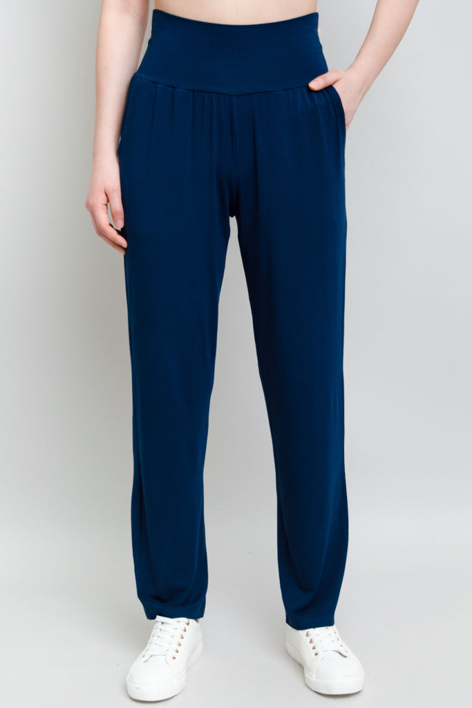 Clair Women's Bamboo Stretch Indigo Pants - Comfortable & Eco-Friendly for Yoga, Lounge & Travel