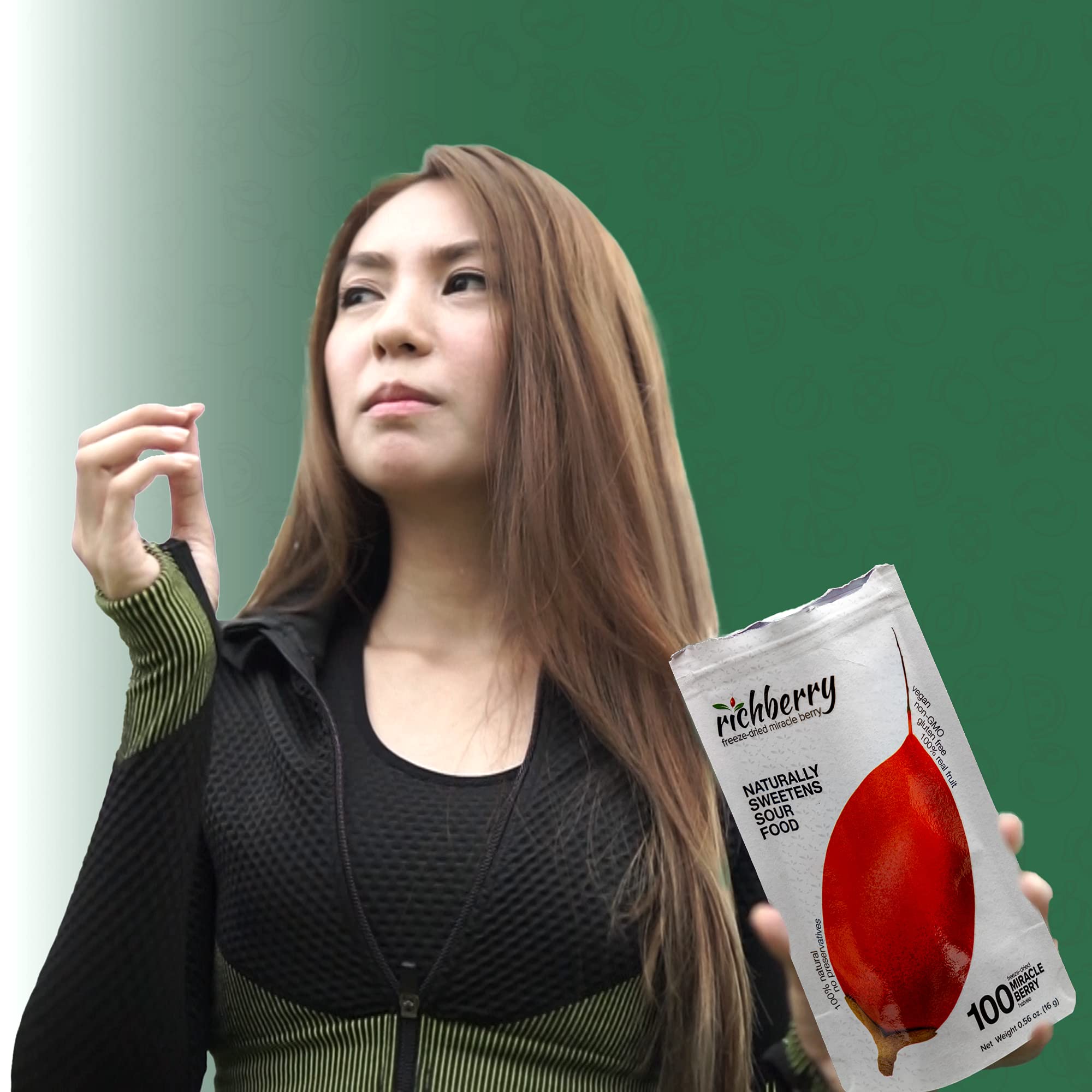Miracle Berry by Richberry - 100 Freeze Dried Premium Berry Halves | 100% Natural Organic Fruit | No Preservatives | Naturally Sweetens Sour Foods | Perfect for Taste Tripping, Healthy Snacks & Sugar-Free Diet | Great for Parties, Cooking & Flavor Experiments