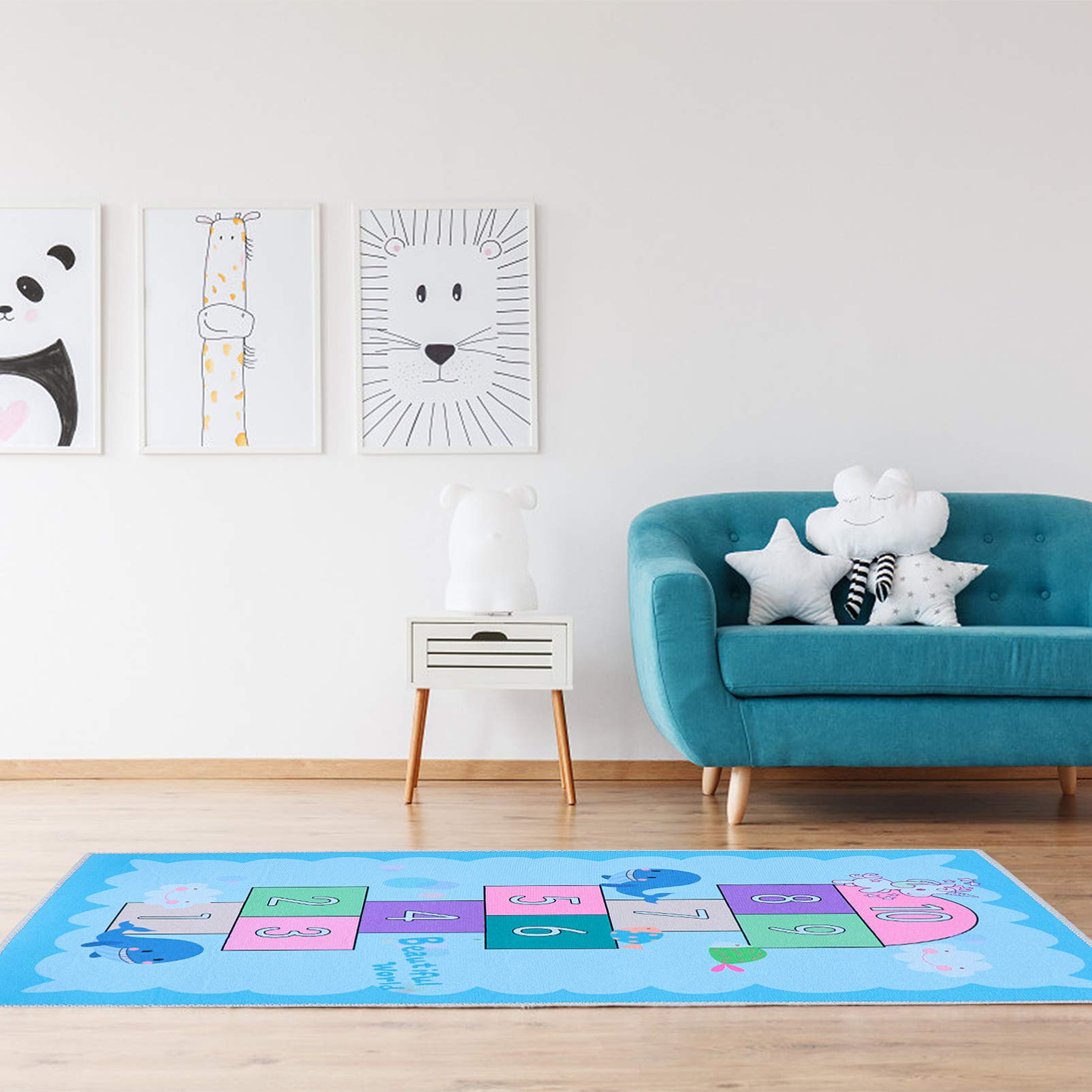 VOSAREA Non-Slip Kids Play Mat - Educational Counting Game Rug with Sensory Textures | Montessori Floor Carpet for Toddlers & Children | Perfect for Playrooms, Daycares & Homeschool Learning Activities