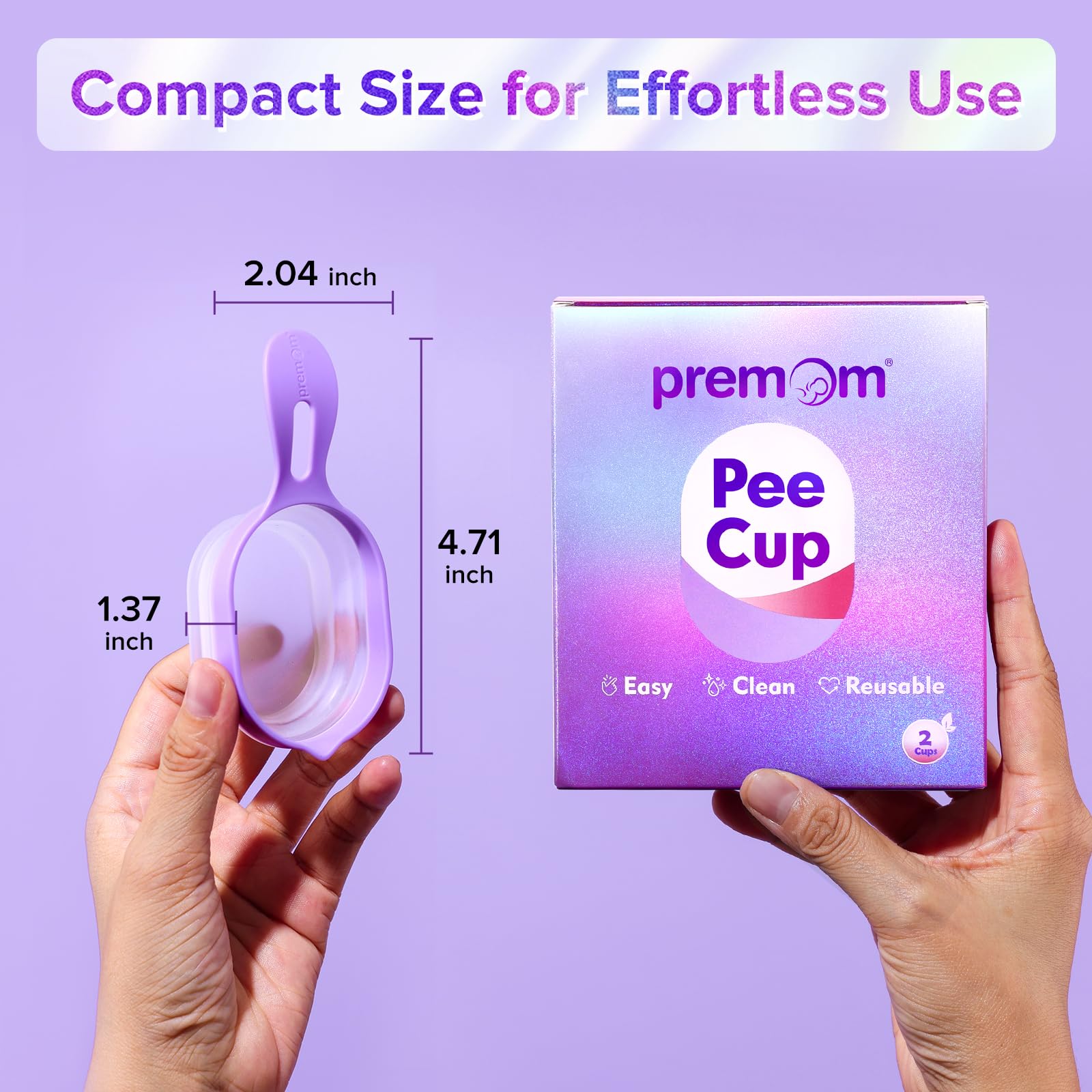 Premom 2 Pack Reusable Collapsible Urine Cups for Ovulation & Pregnancy Tests - Easy to Use & Clean Home Fertility Testing Kit for Women | Perfect for Tracking Fertility & Early Pregnancy Detection at Home