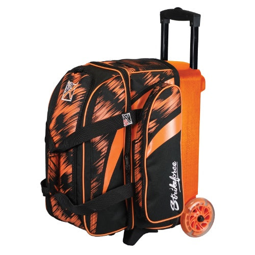 KR Strikeforce Cruiser Scratch Orange Double Roller Bowling Bag - Durable 2-Ball Bowling Bag with Wheels for Easy Transport - Perfect for League Play & Tournaments