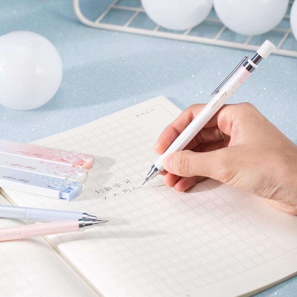 Cherry Mechanical Pencil Set - 12 pcs 0.5mm with HB Leads for Writing & Drawing