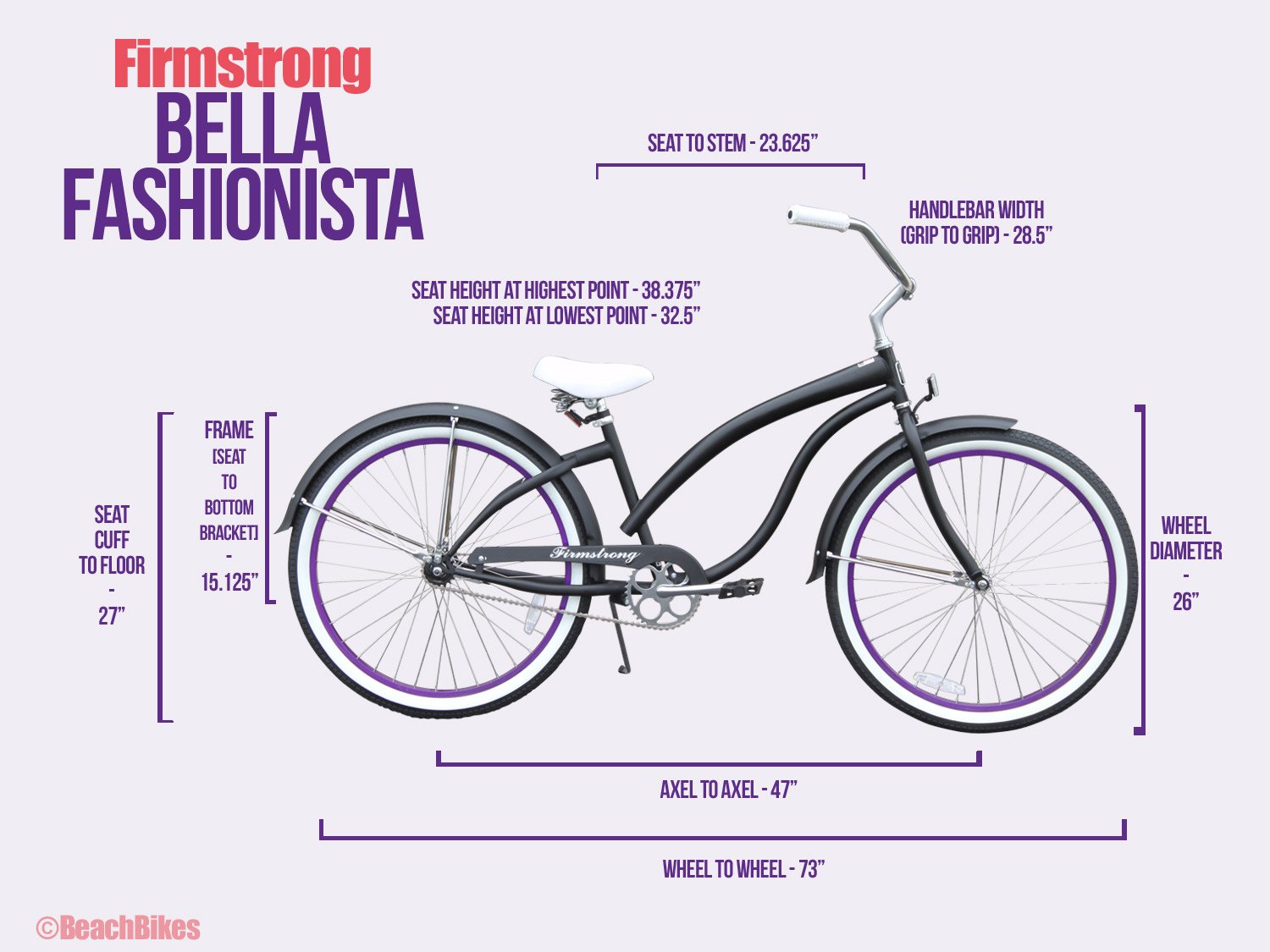 Firmstrong Bella Fashionista Beach Cruiser Bicycle for Women - Comfortable 7-Speed Commuter Bike with Classic Retro Design - Perfect for Beach Rides, City Cruising & Leisure Cycling