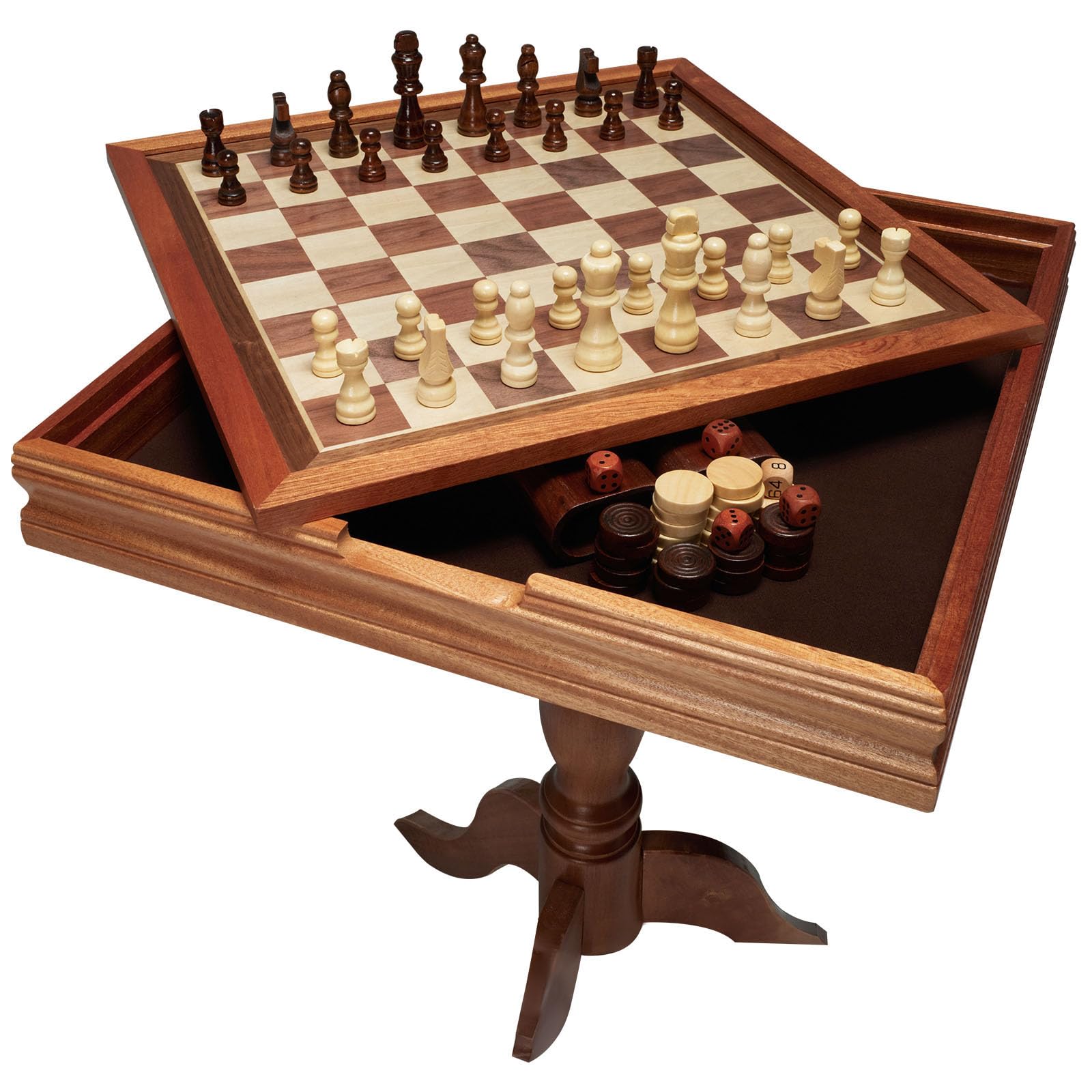 VEVOR 3-in-1 Chess Checkers Backgammon Game Table Set - 18 Inch Premium Wooden Board Game Table - Luxury Combo Game Set for Family & Friends - Perfect for Game Nights, Living Room Decor & Gift Giving