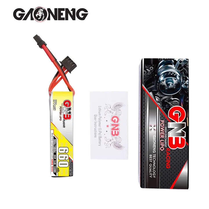 GAONENG GNB 660mAh 11.4V 3S 90C High Voltage Lipo Battery with XT30 Connector (2-Pack) - Perfect for FPV Drones, RC Cars, and Airsoft Guns