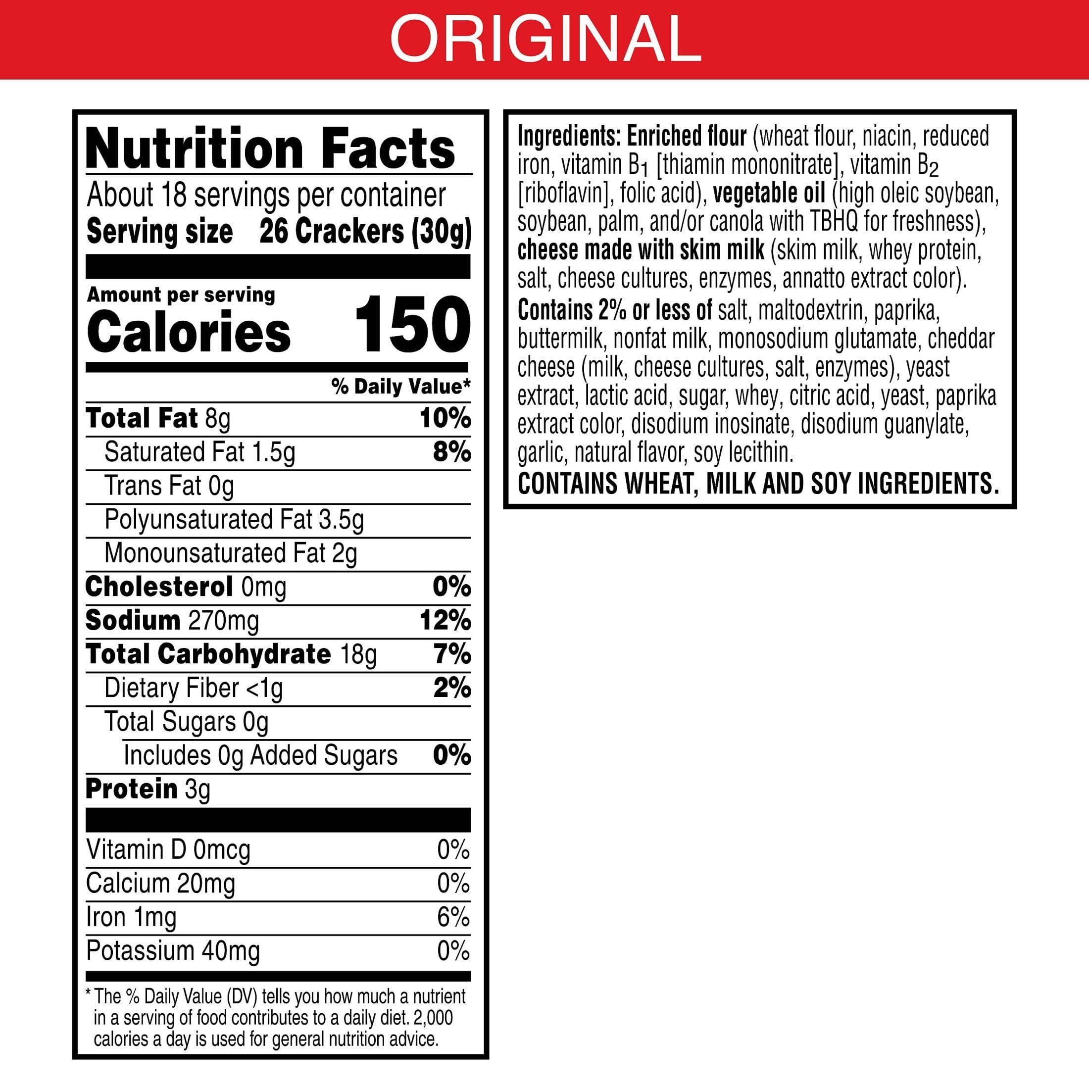 Cheez-It Extra Cheesy Baked Snack Crackers - 6.75lb Bulk Case (36 Individual Pouches) | Perfect for School Lunches, Office Snacks, Road Trips & On-the-Go Healthy Snacking