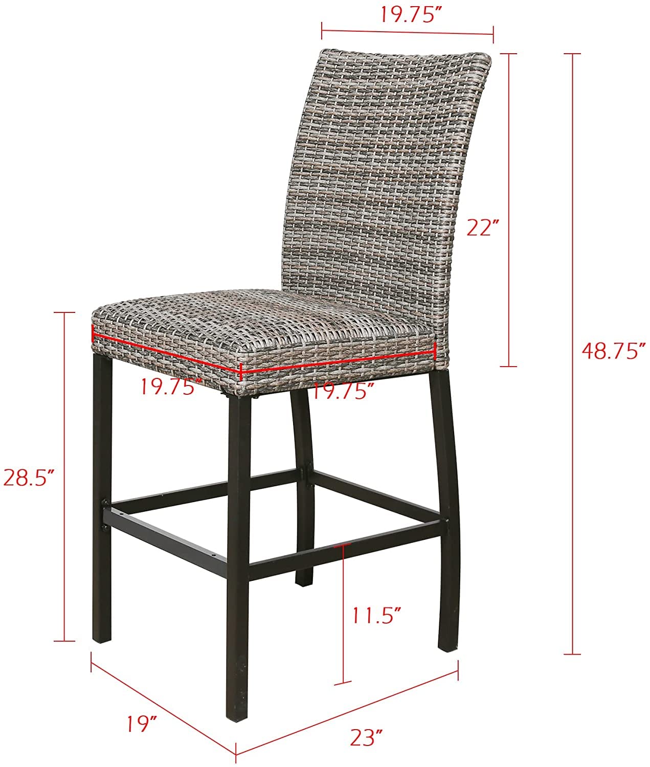 **6-Piece Outdoor Wicker Rattan Bar Stools Set with Padded Seats - Patio, Poolside & Garden Furniture for Comfortable Relaxation**