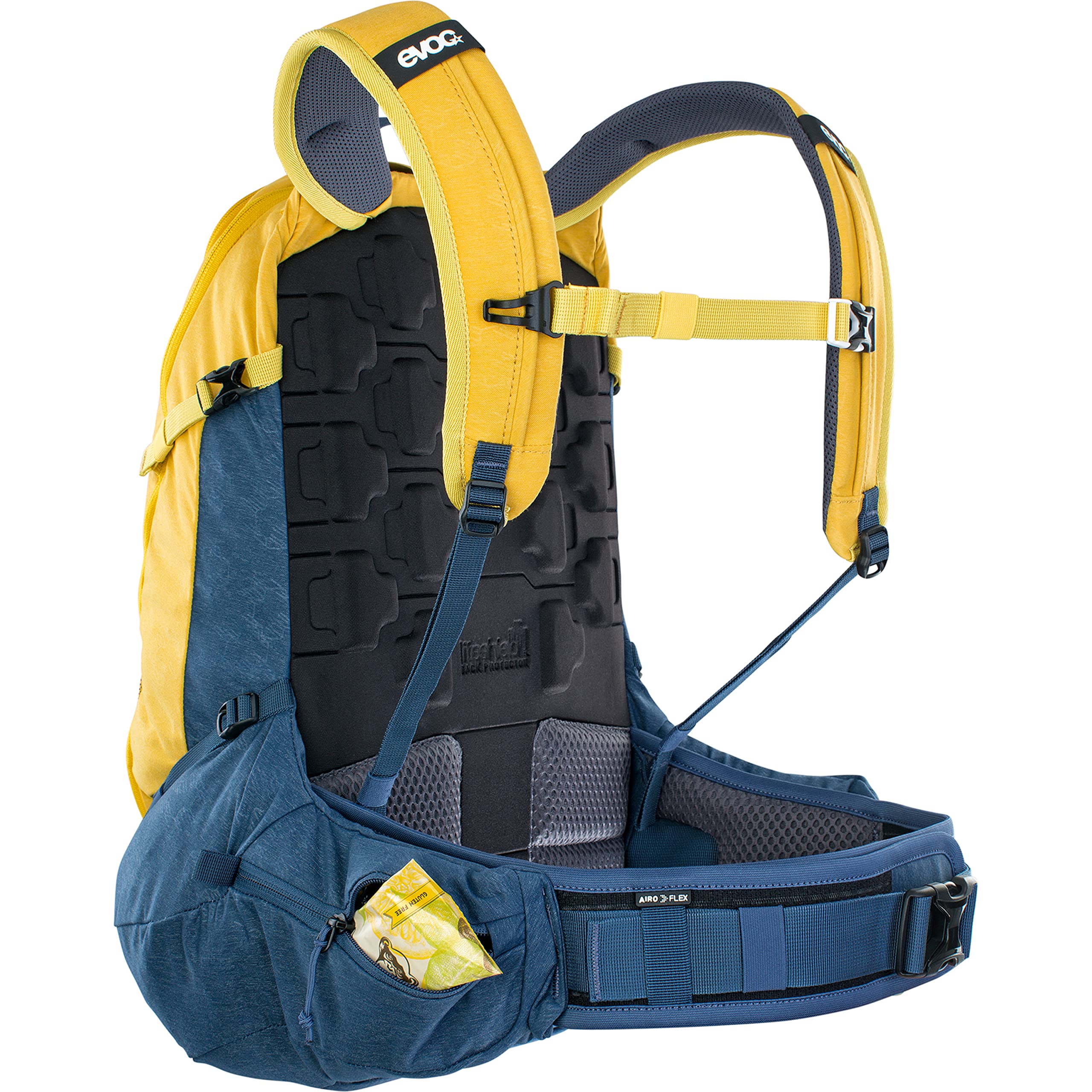 EVOC Trail Pro 26L Hiking Backpack - Waterproof Outdoor Backpack for Men & Women - Durable Travel Backpack with Laptop Compartment (Curry/Denim) - Perfect for Hiking, Camping & Daily Commute