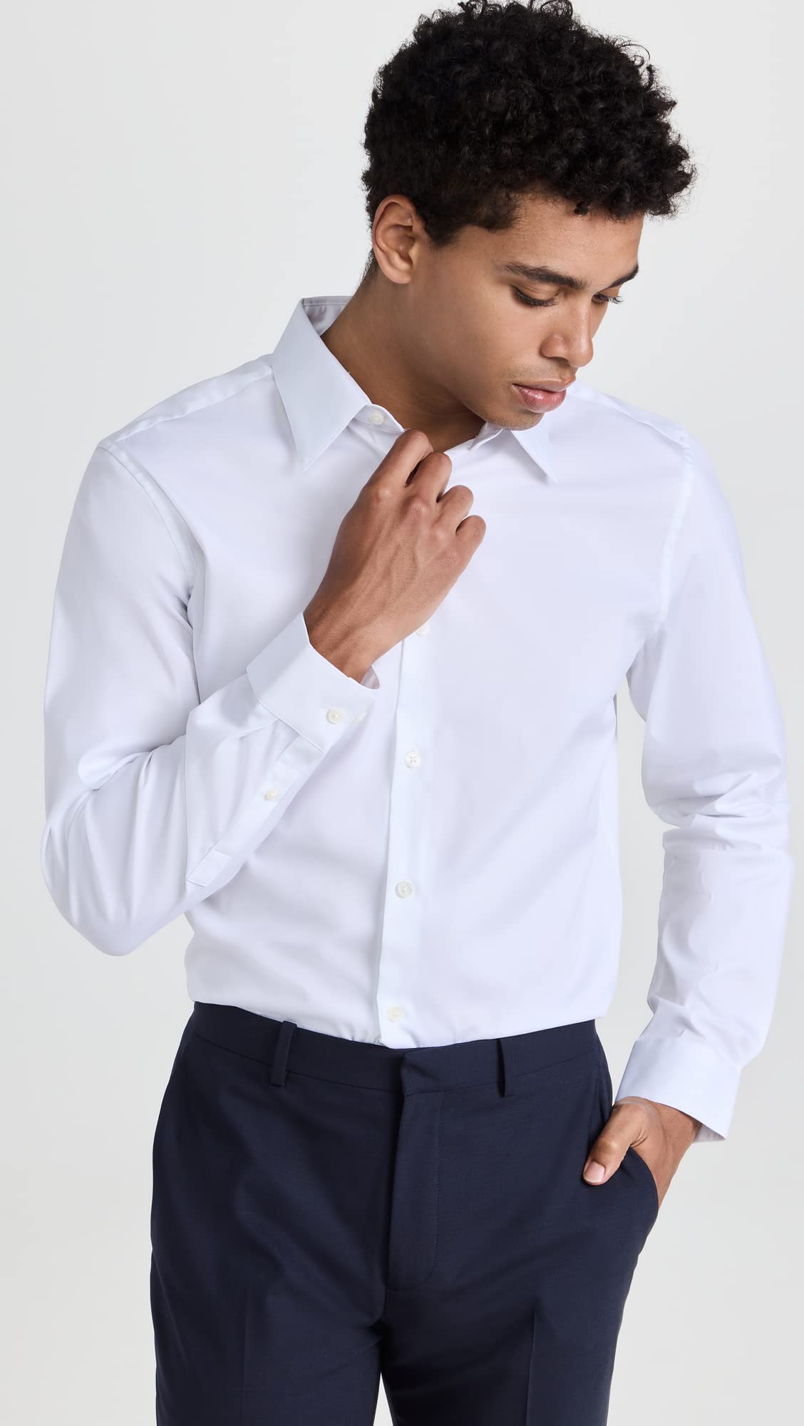 Theory Men's Sylvain Premium Cotton Dress Shirt - Slim Fit, Button Down Collar for Business Casual & Office Wear