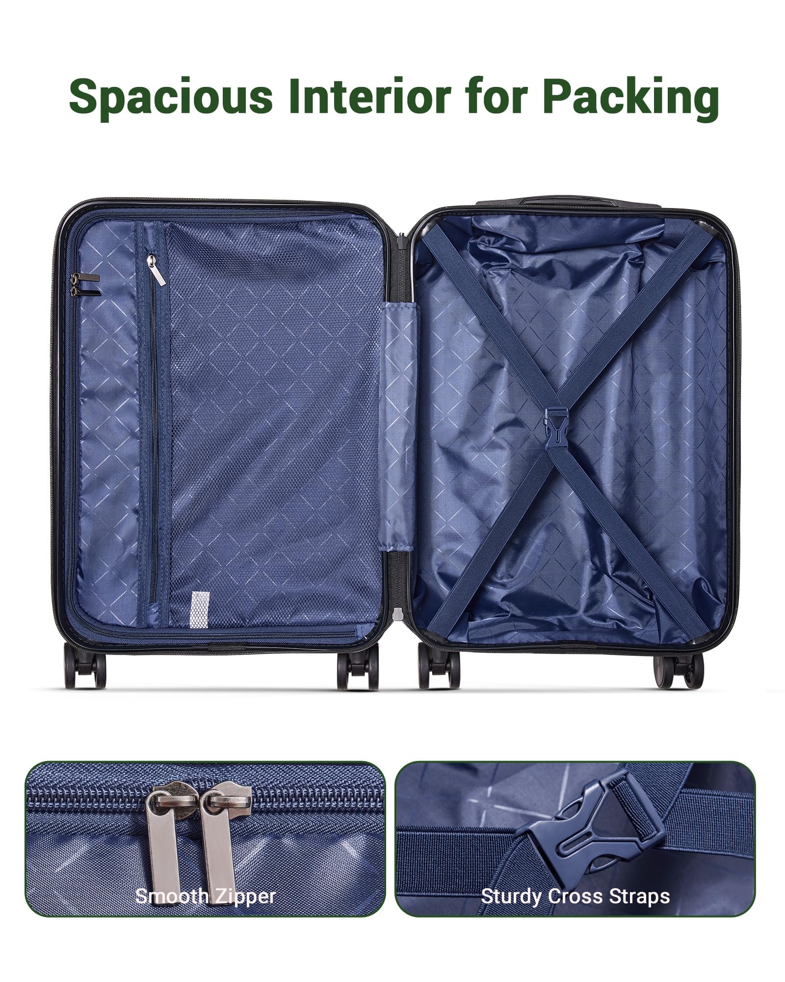 2-Piece Lightweight Hardside Luggage Set with 360° Spinner Wheels - 20