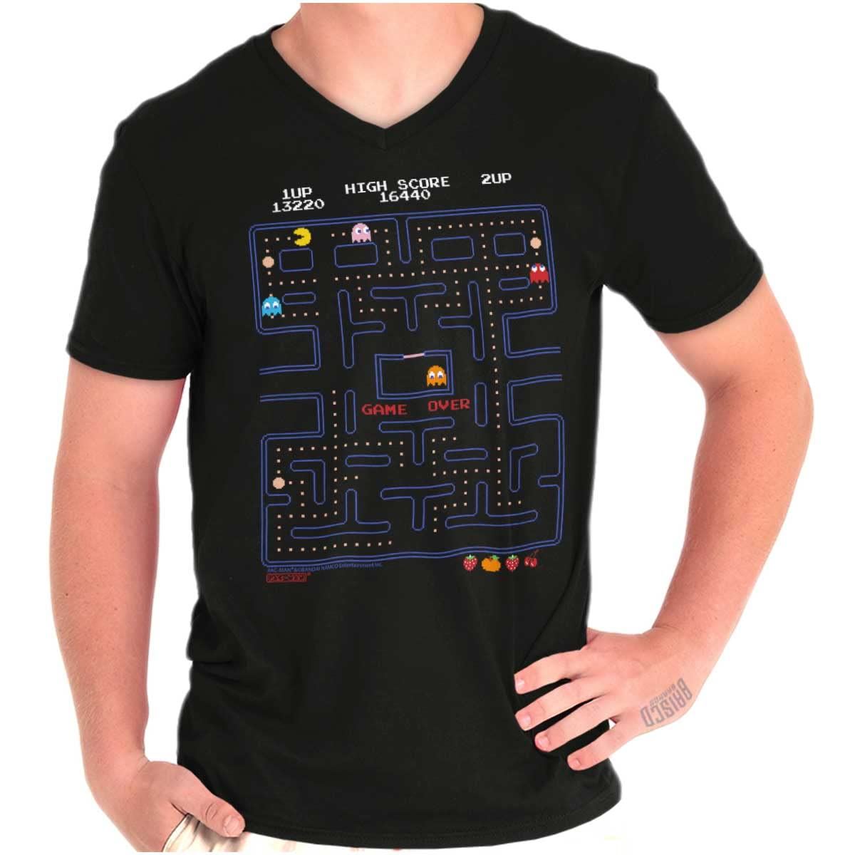 Pacman Game Over Retro Video Gaming V-Neck T-Shirt for Men & Women - Perfect for Gamers, Arcade Enthusiasts & 80s Nostalgia Lovers