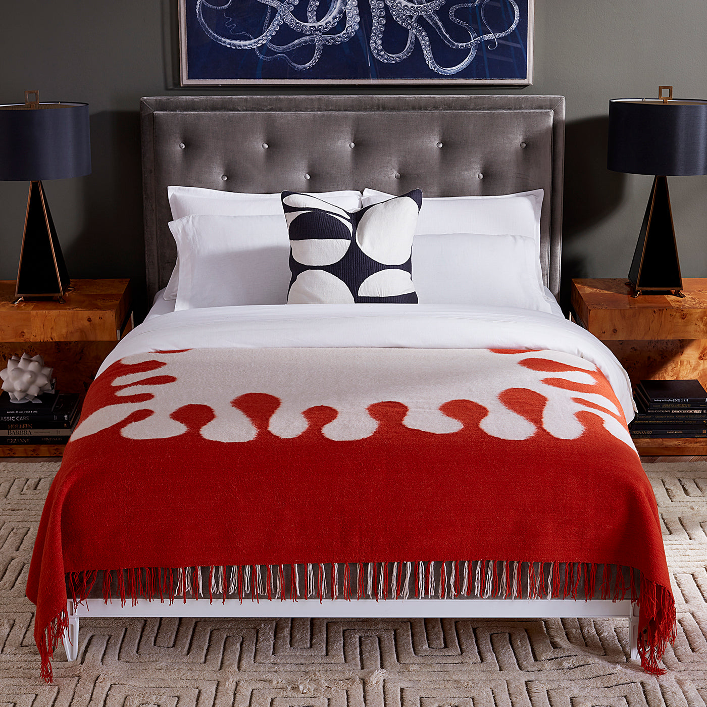 Soft Brushed Alpaca Throw Blanket - Cozy Amoeba Pattern Bed Cover for Winter - Perfect for Sofa, Bed, and Home Decor