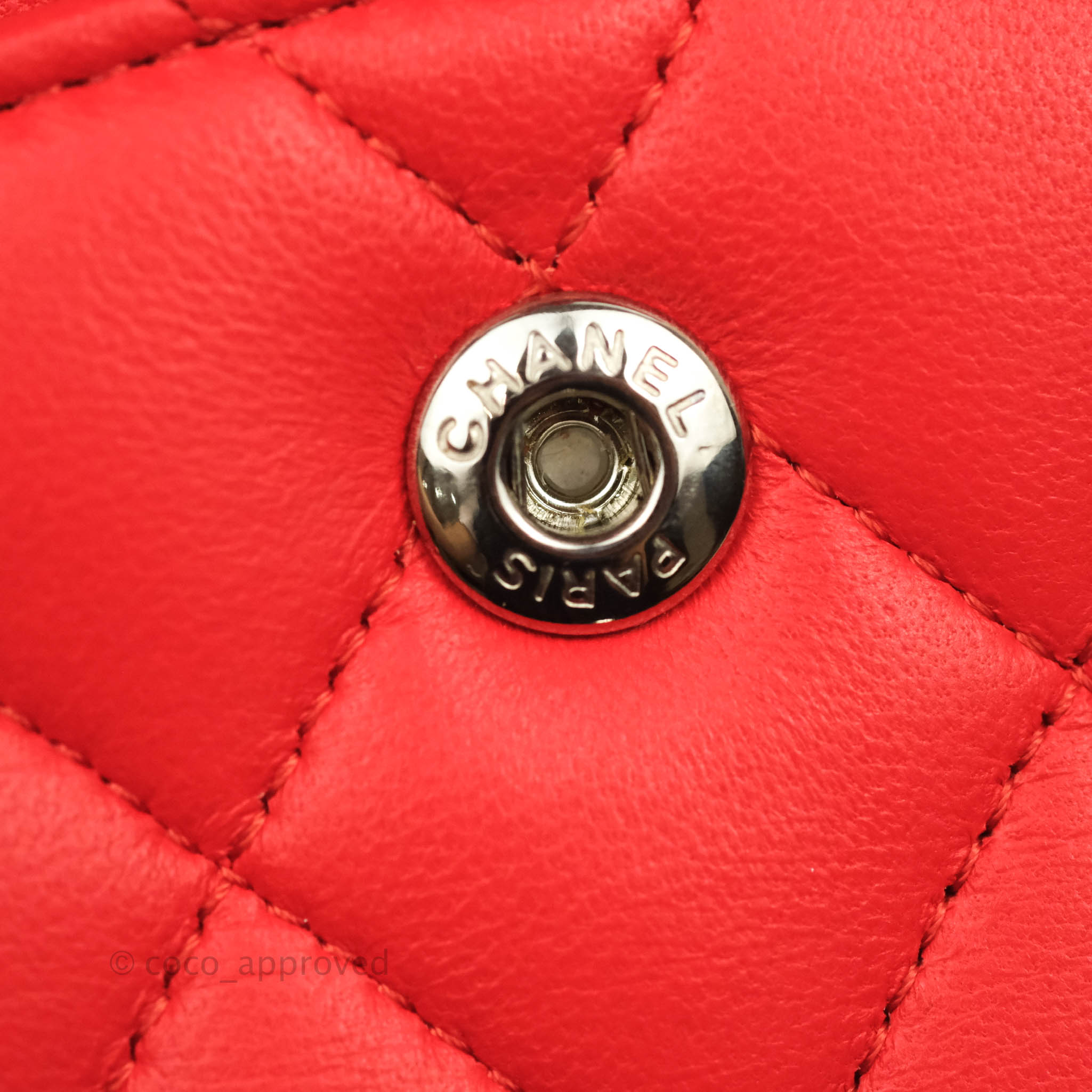 Chanel Classic Medium Double Flap Bag - Poppy Red Lambskin Leather with Silver Hardware | Luxury Designer Handbag for Women, Perfect for Date Night & Special Occasions
