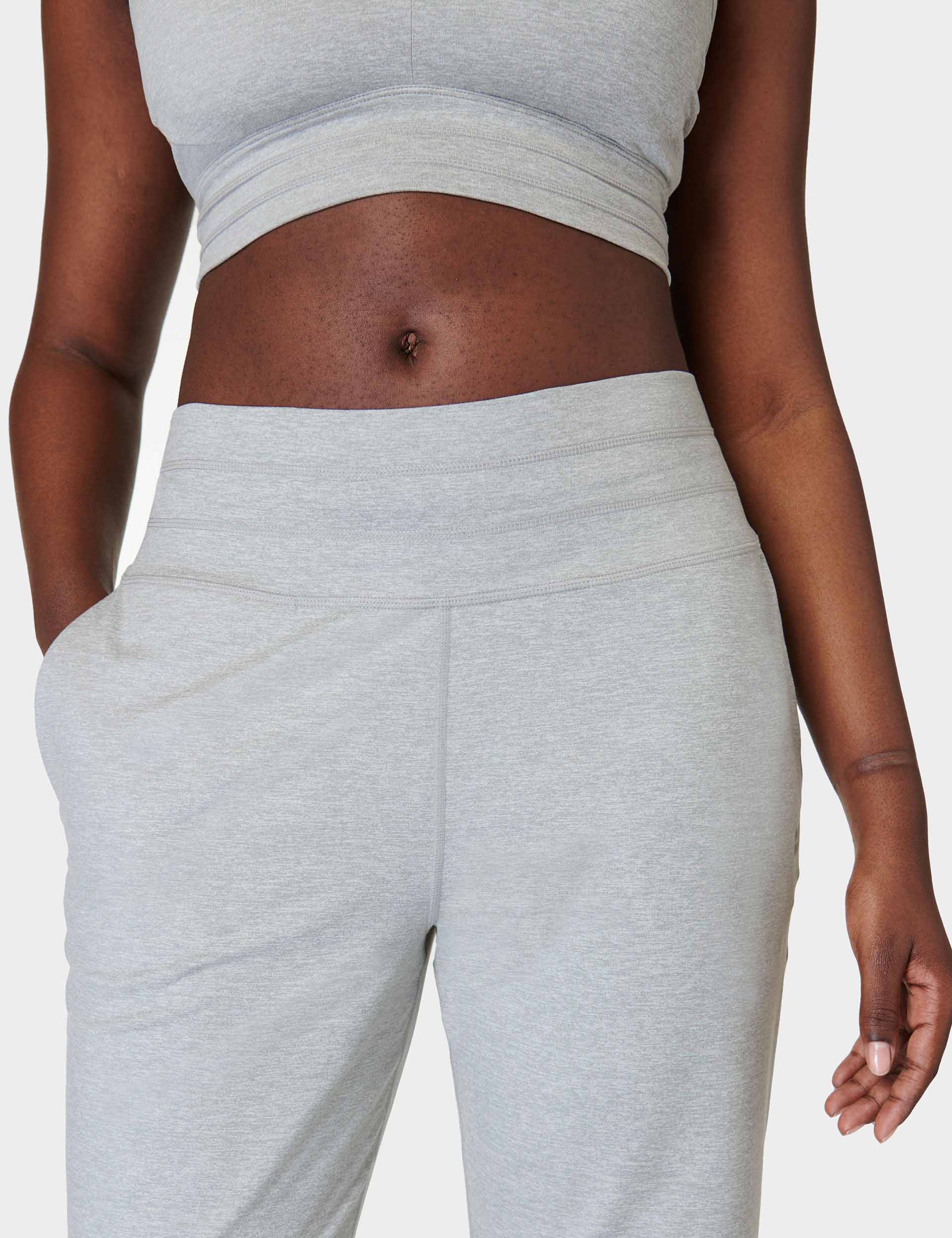 Gaia High Waist Yoga Pants for Women - Light Grey Marl - Comfortable Workout Leggings for Yoga, Gym, Running & Lounge Wear
