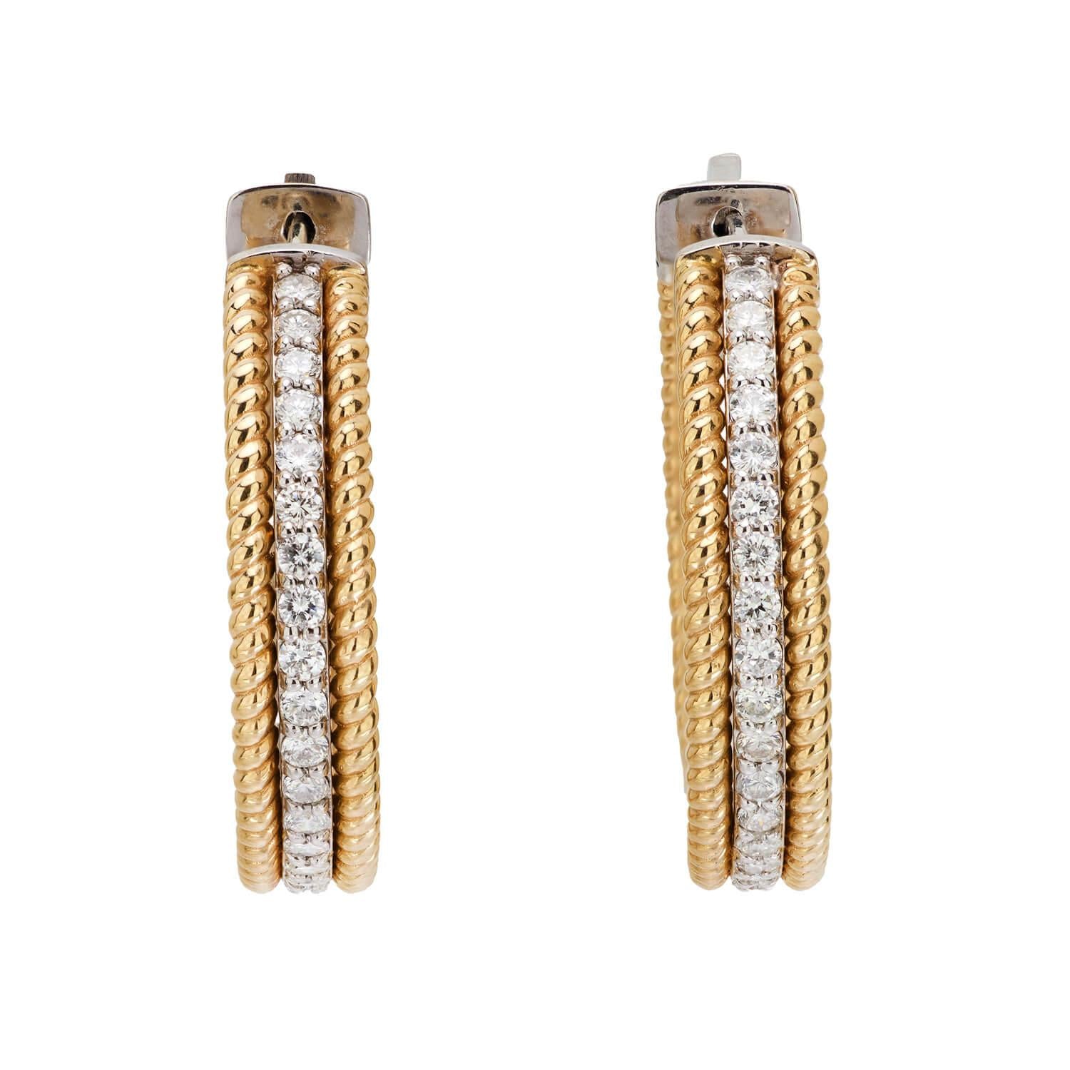 14K Gold Diamond Inside Out Hoop Earrings for Women - Elegant Everyday & Special Occasion Jewelry Gift
