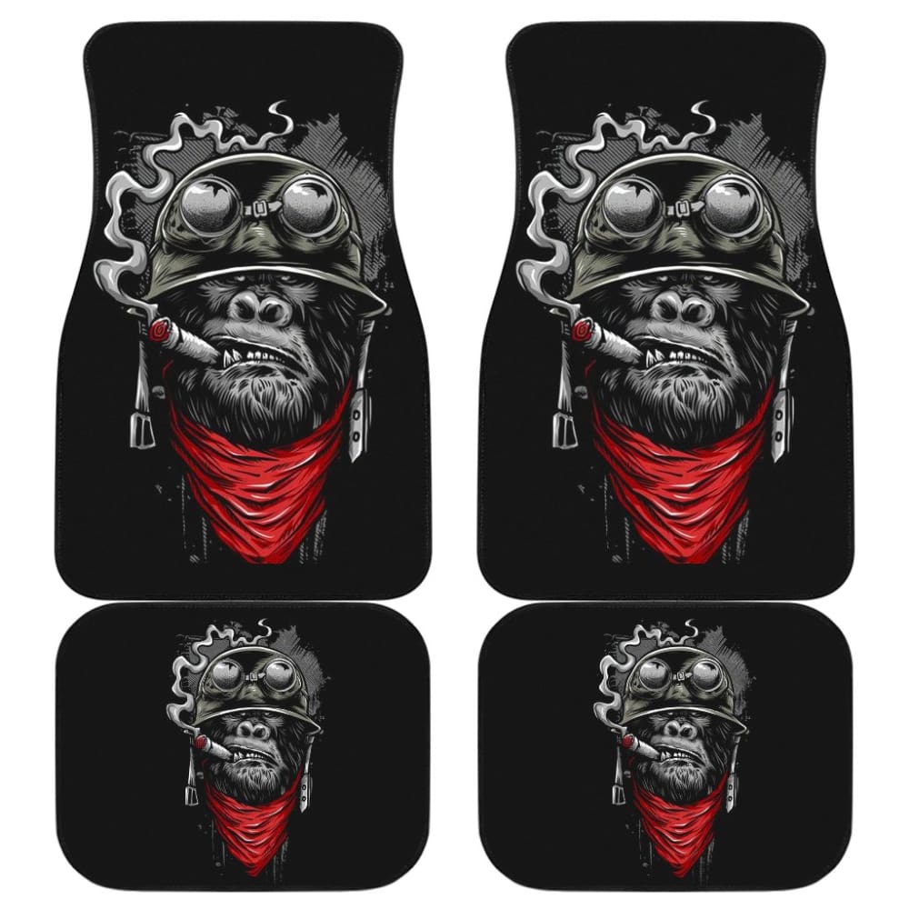 Badass Monkey Smoking Car Floor Mats - Premium Custom Auto Accessories for Cars & Trucks - Perfect for Road Trips & Car Enthusiasts