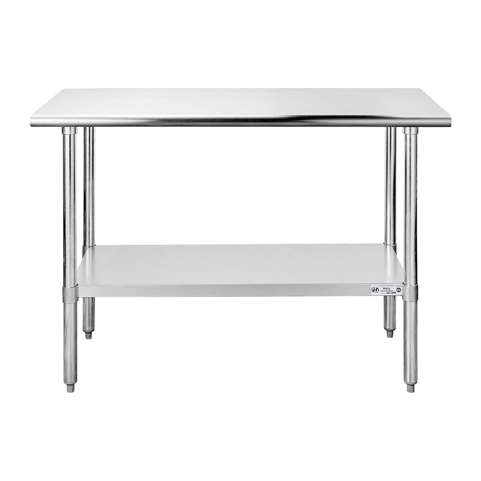 Stainless Steel Prep Table 24x48 Inches - Adjustable Under Shelf & Foot - Heavy Duty Commercial Kitchen Table for Restaurant, Home, Hotel - Perfect for Food Prep, Cooking & Baking Workspaces