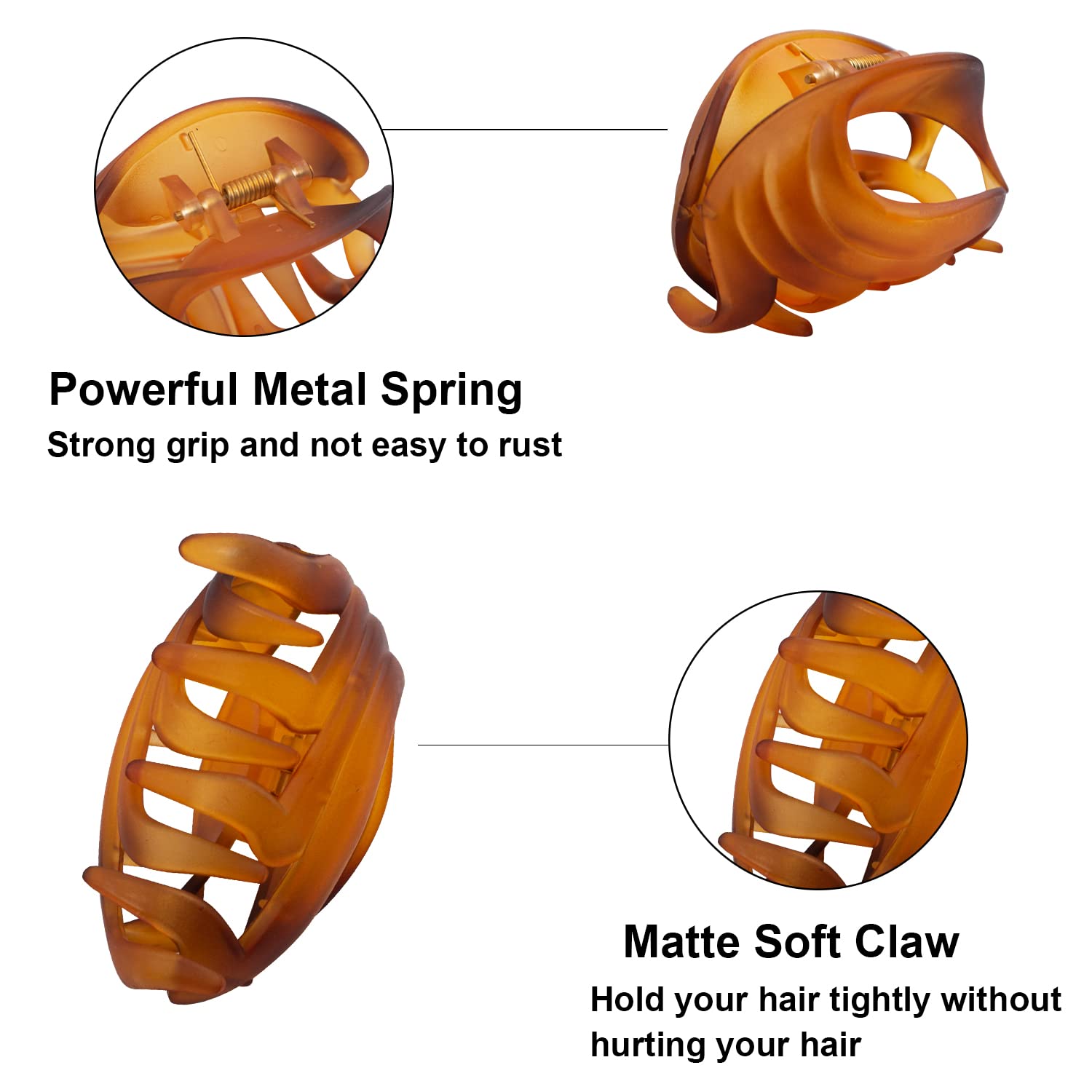 Non-Slip Matte Flower Claw Clips for Thin to Medium Hair - 2.6 Inch Strong Grip Hair Clips for Women, Girls & Kids (Black, Brown) - Perfect for School, Work, Travel & Everyday Styling - Gift Box Included