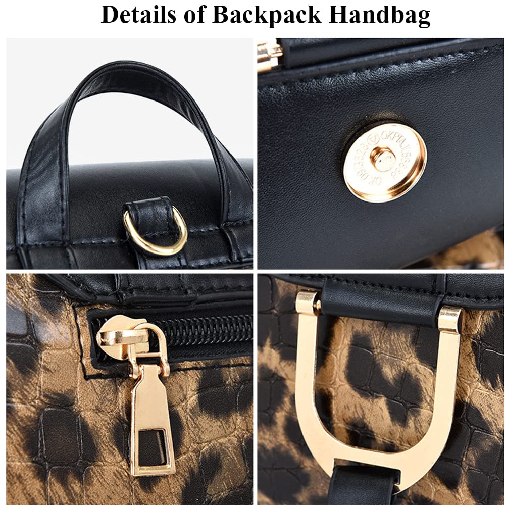 ZiMing Women's Fashion Handbag Set - 4 Piece Leopard Print Leather Purse, Crossbody Shoulder Bag & Wallet Combo (Brown) | Perfect for Work, Travel and Daily Use