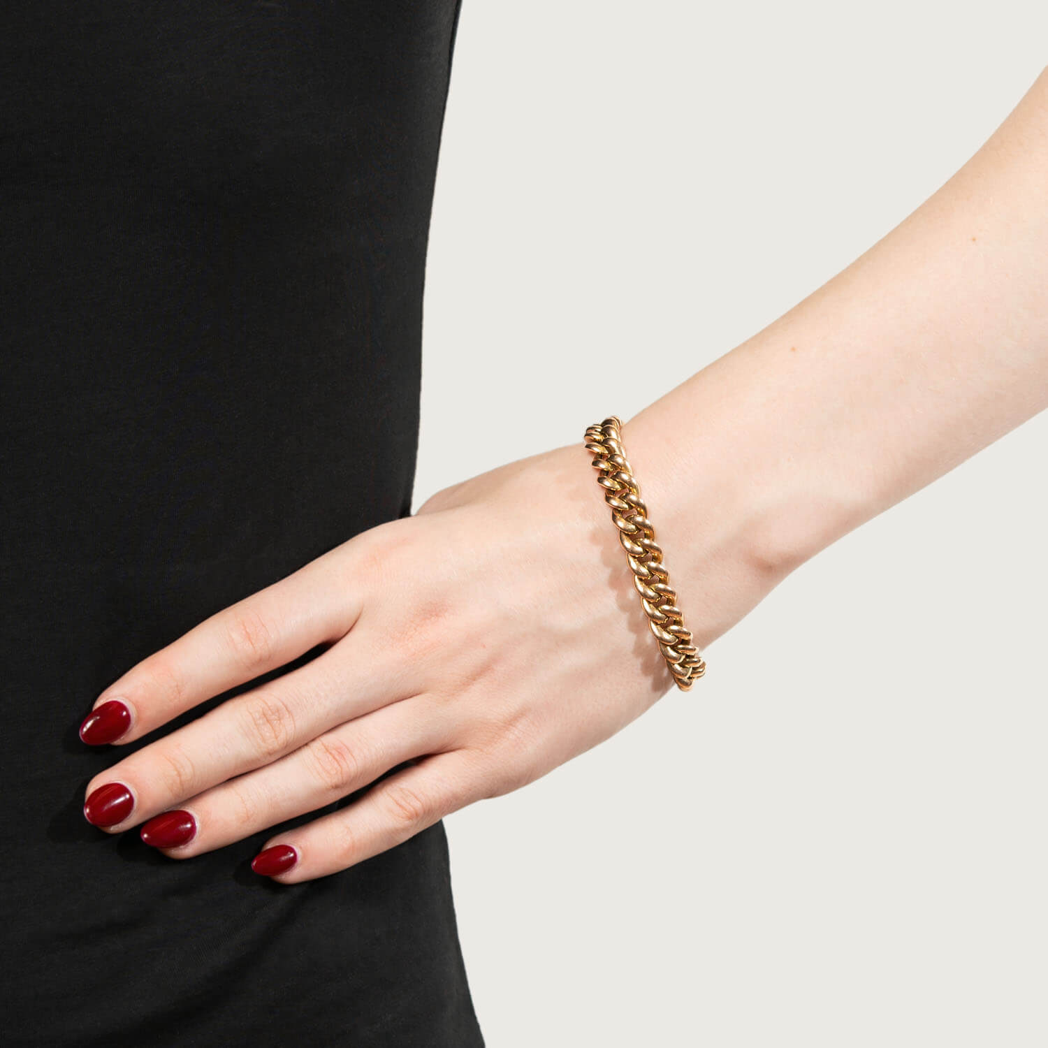 15K Gold English Curb Link Bracelet for Women - Elegant Estate Jewelry for Everyday Wear, Gifts & Special Occasions