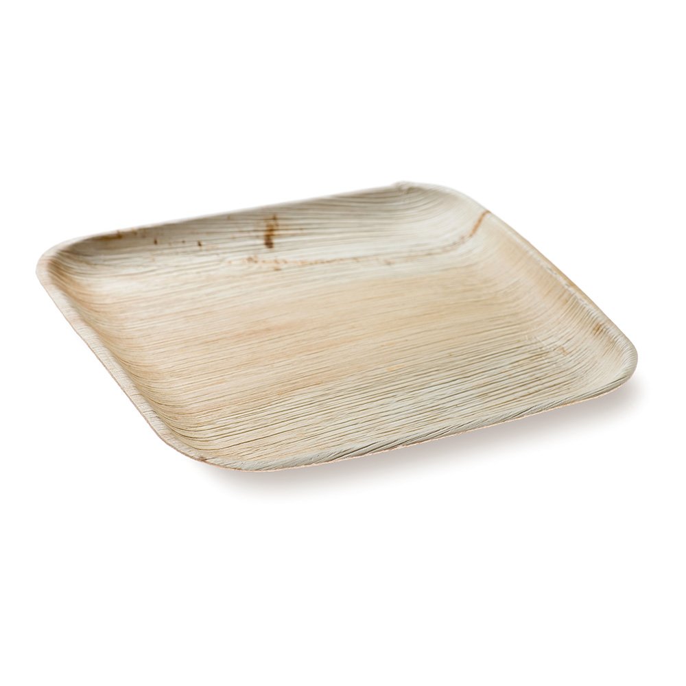 Restaurantware Indo 8x8 Inch Square Palm Leaf Plates - 100-Pack Eco-Friendly Microwave & Freezer Safe Dinner Plates for Hot & Cold Foods | Perfect for Parties, Catering & Sustainable Dining