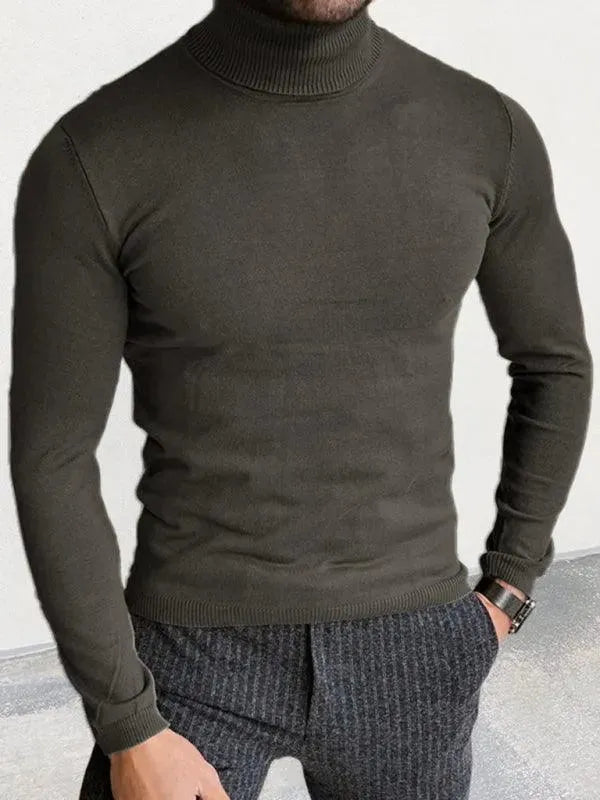 Men's Slim Fit Knit Turtleneck Pullover Sweater - Warm Winter Casual Wear for Office, Travel & Outdoor Activities