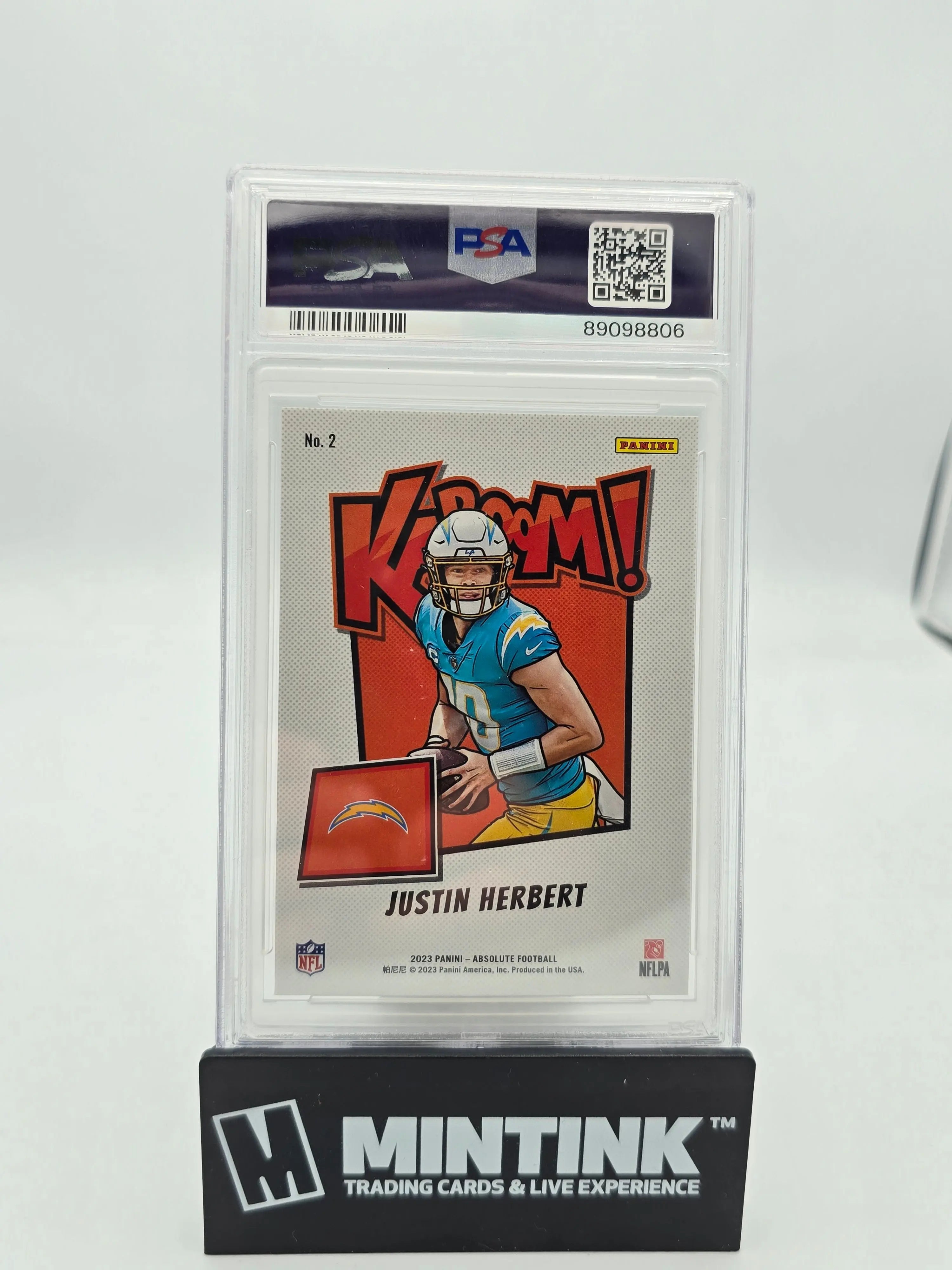 2023 Panini Absolute Football Kaboom! Justin Herbert PSA 9 Graded Trading Card - Perfect for Collectors, Sports Memorabilia Fans & NFL Enthusiasts