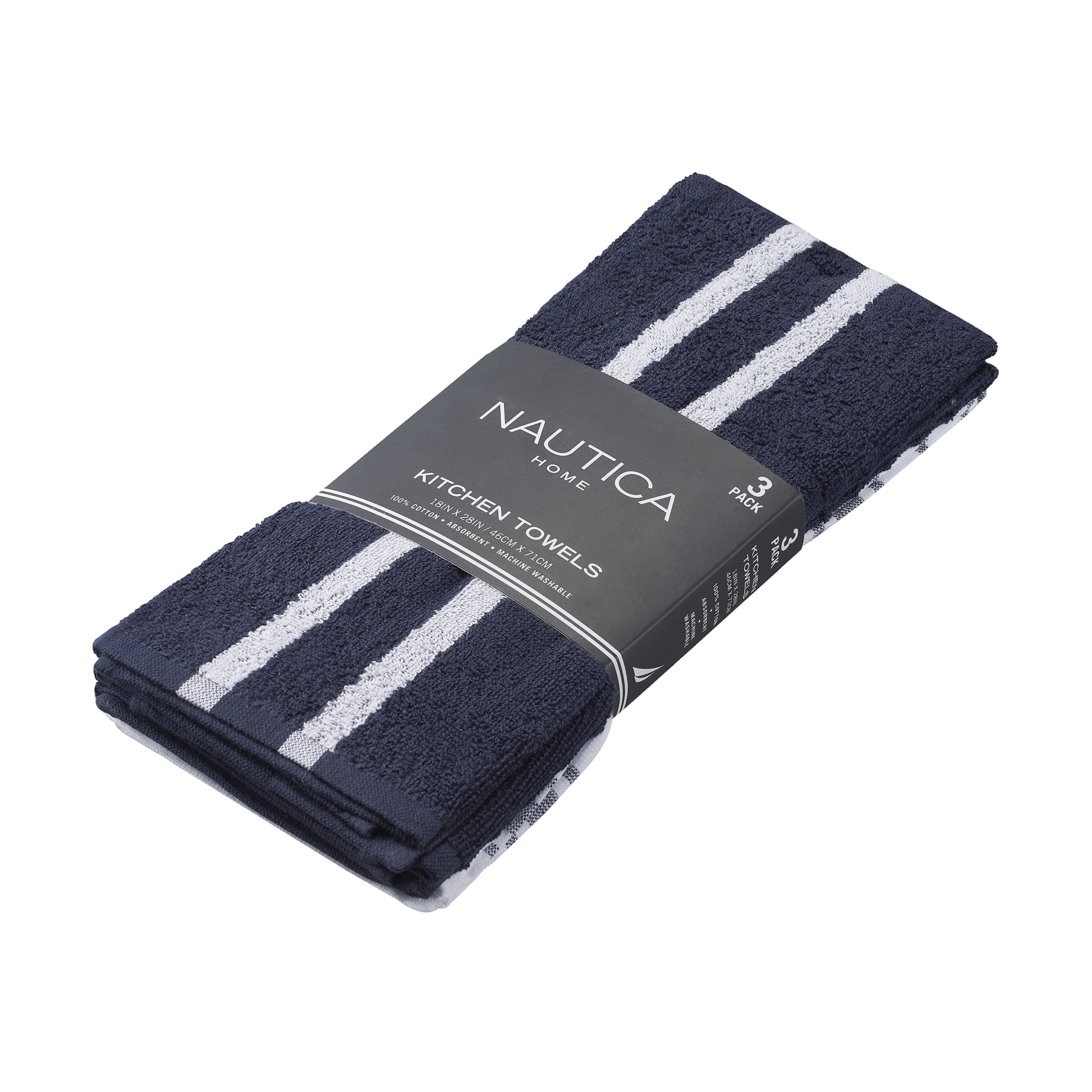 Nautica 100% Cotton Kitchen Towels Set of 3 | 18