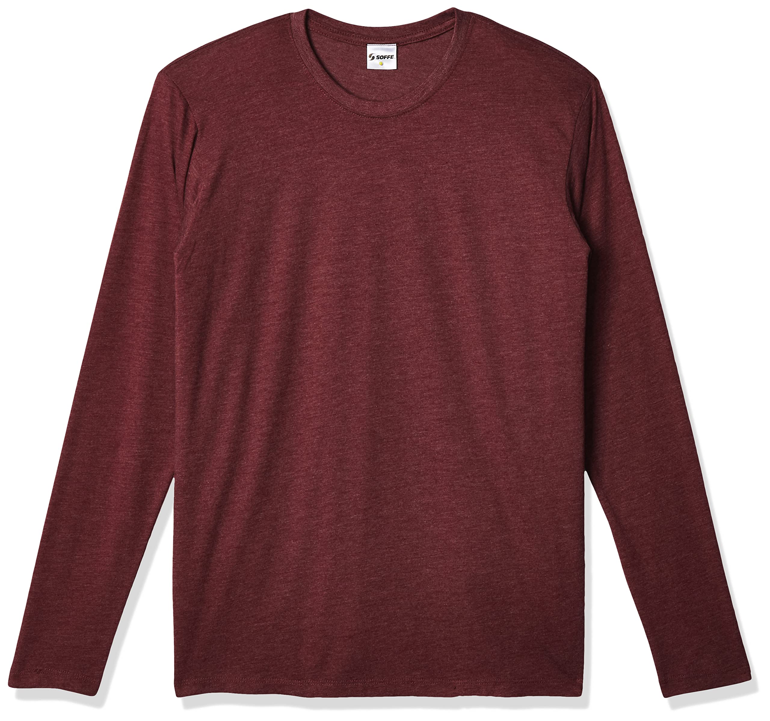 Soffe Men's Tri-Blend Long Sleeve Crew Neck T-Shirt - Soft Comfort Fit for Casual Wear, Workout & Layering