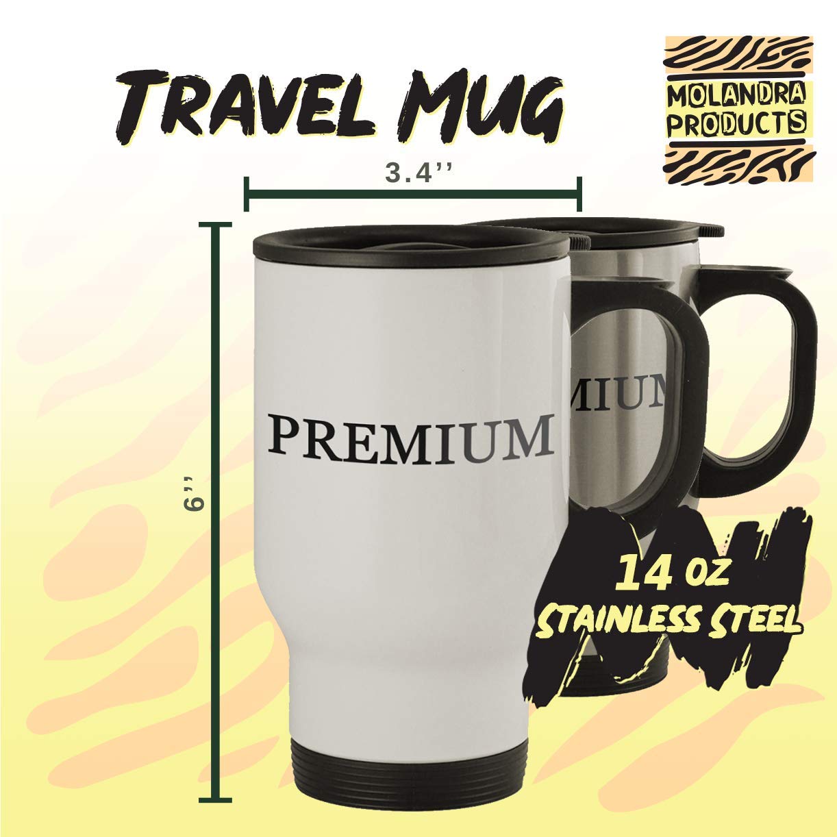 14oz Stainless Steel Travel Coffee Mug - Vacuum Insulated Silver Tumbler for Hot & Cold Drinks - Perfect for Commuting, Office & Outdoor Adventures