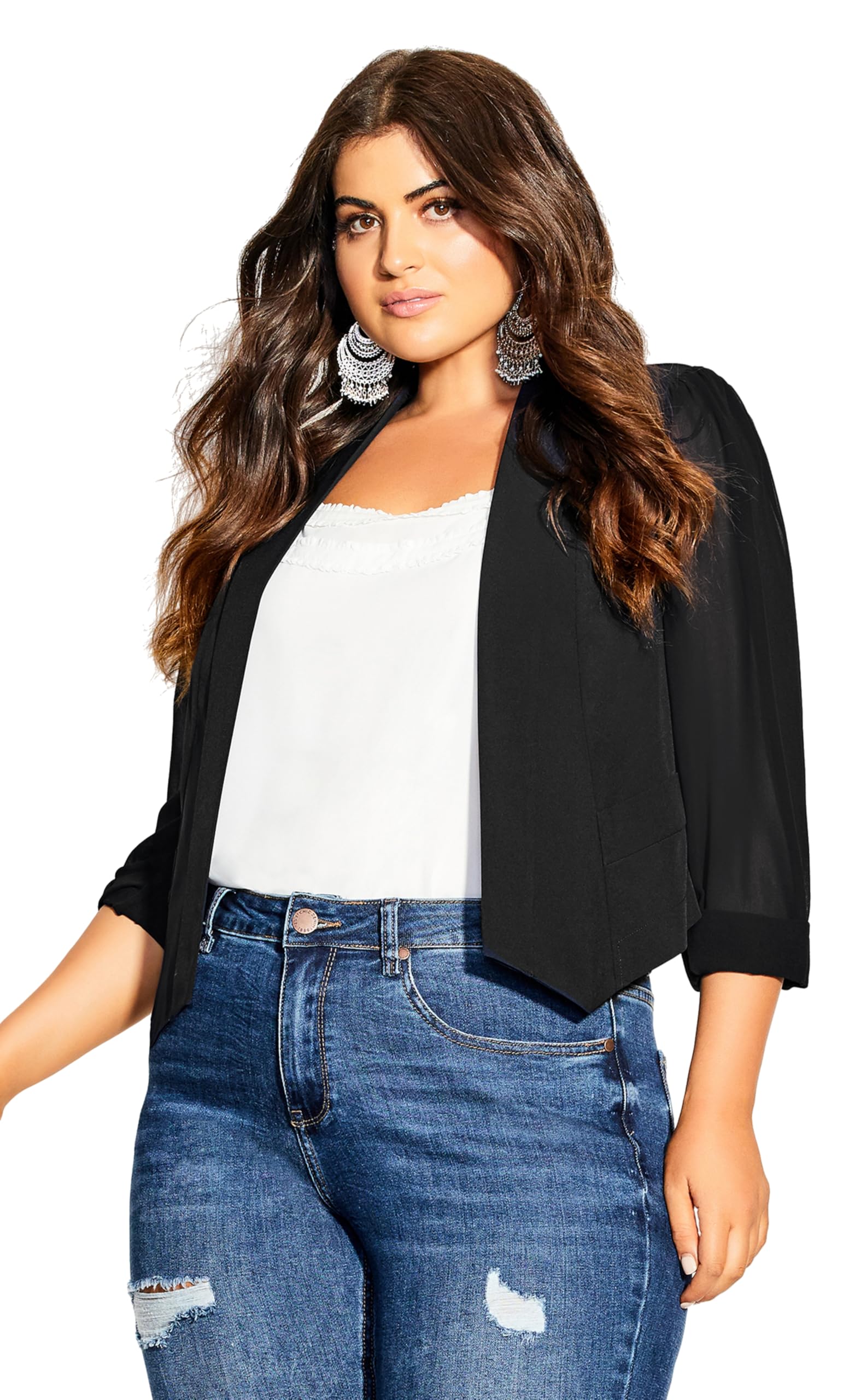 Women's Cropped Blazer Jacket - Slim Fit Stretch Office Blazer for Work, Business & Formal Wear - Perfect for Business Meetings, Office Outfits & Professional Events