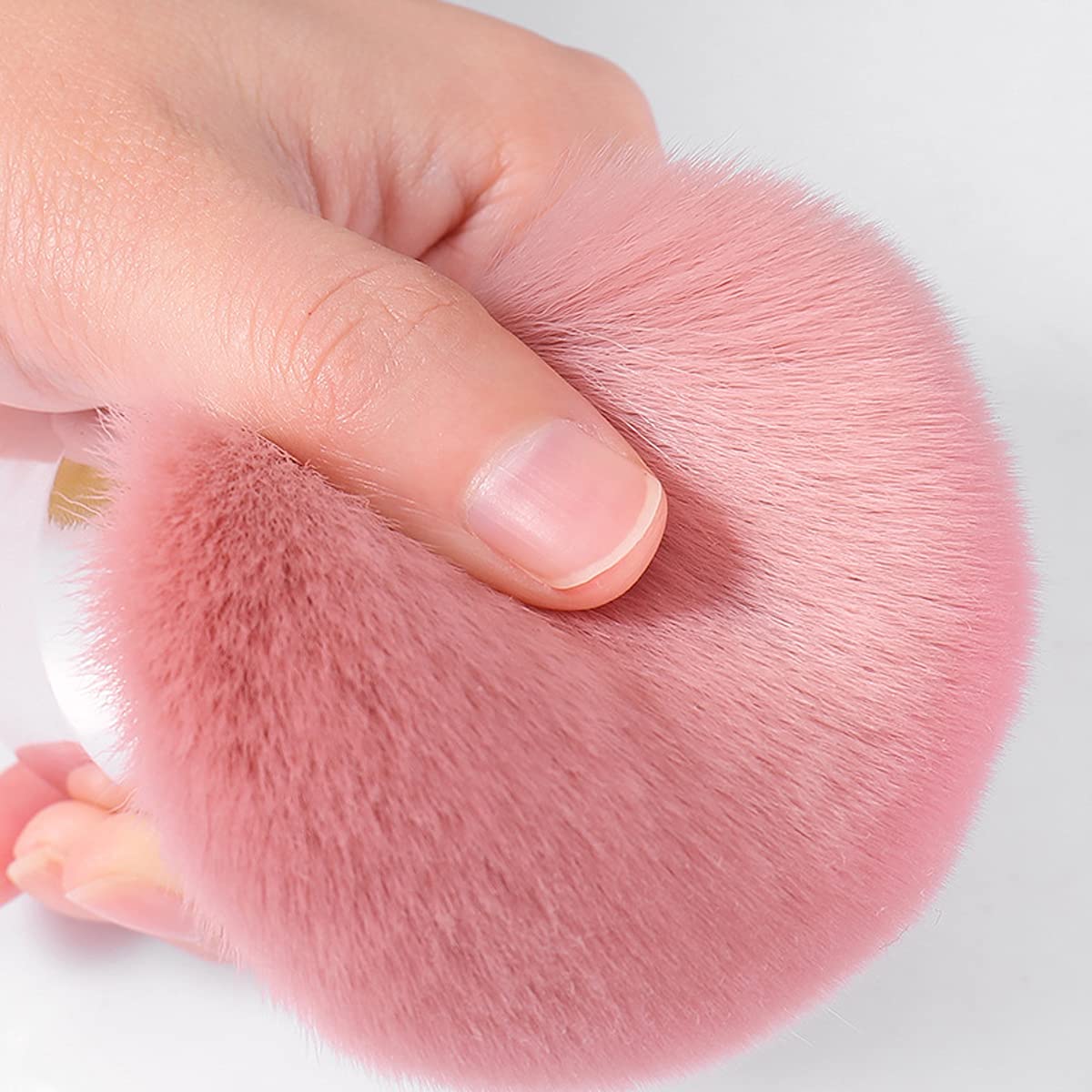 2 Pcs Pink Nail Dust Brush Set - Soft Kabuki Brush for Acrylic Nails, Gel & Dip Powder Removal | Professional Nail Art Cleaner & Makeup Blush Brush | Perfect for Salon, Home Manicure & Cosmetic Application