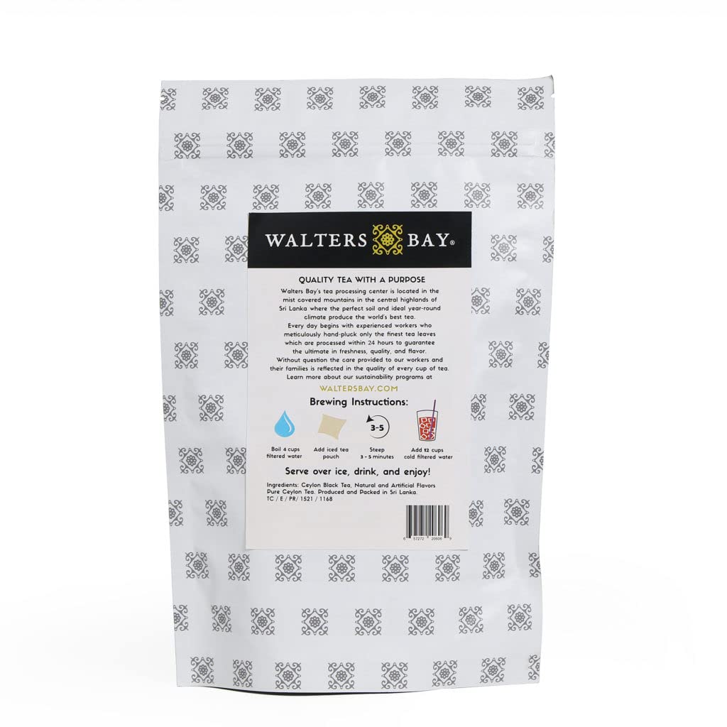 Walters Bay Mango Iced Tea Bags - 18 Count Gallon-Sized Ceylon Black Tea | Unsweetened, 100% Hand-Plucked, Luscious Mango Flavor | Perfect for Summer Parties, Office Refreshments & Healthy Beverage Alternatives