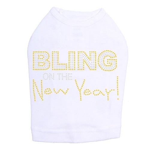 Stylish New Year Dog Tank Top with Bling - Multiple Colors for Festive Pet Outfits & Holiday Celebrations