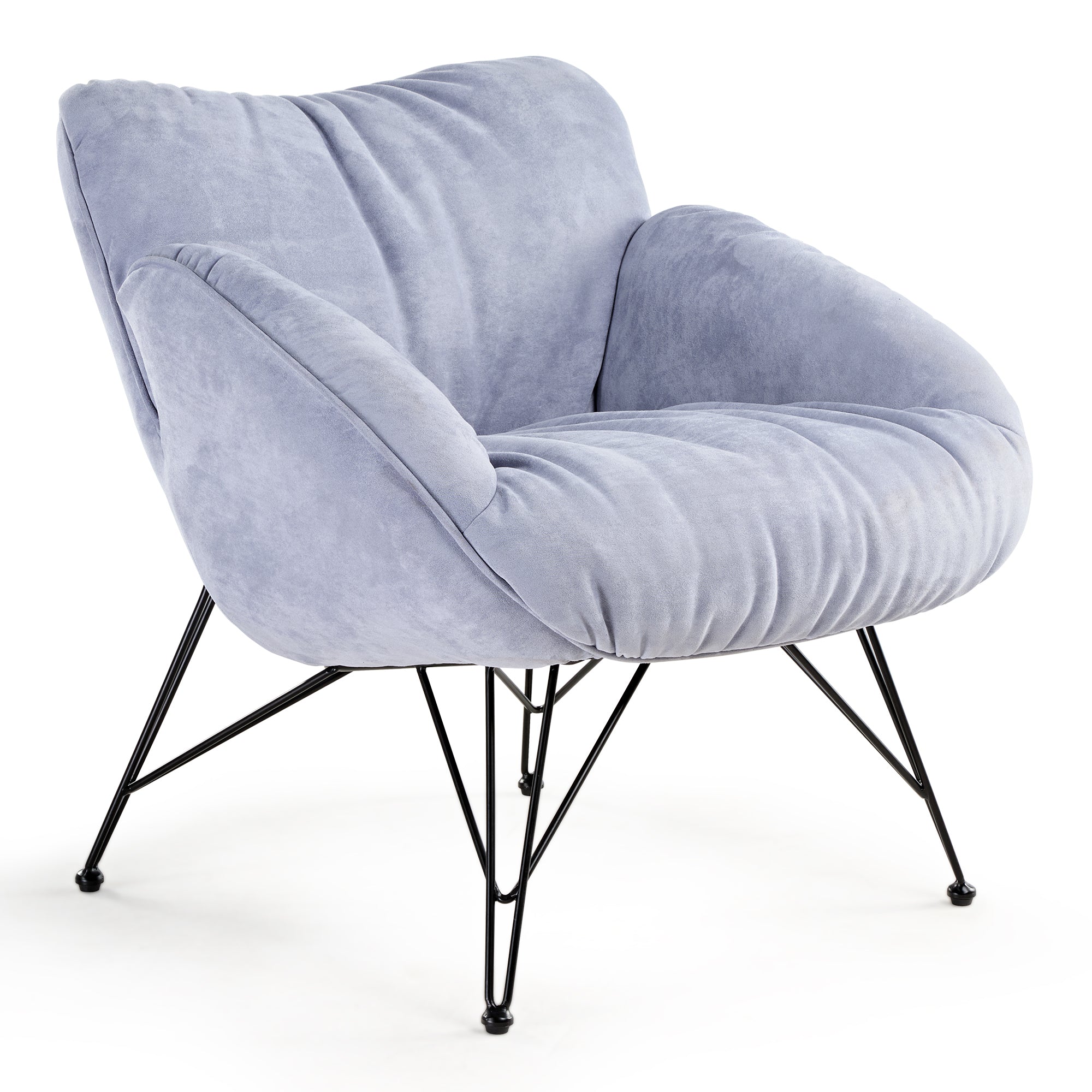 Marco Soft Padded Cozy Lounge Chair - Blue Velvet Accent Chair for Living Room, Bedroom & Office - Perfect for Relaxing, Reading & Lounging