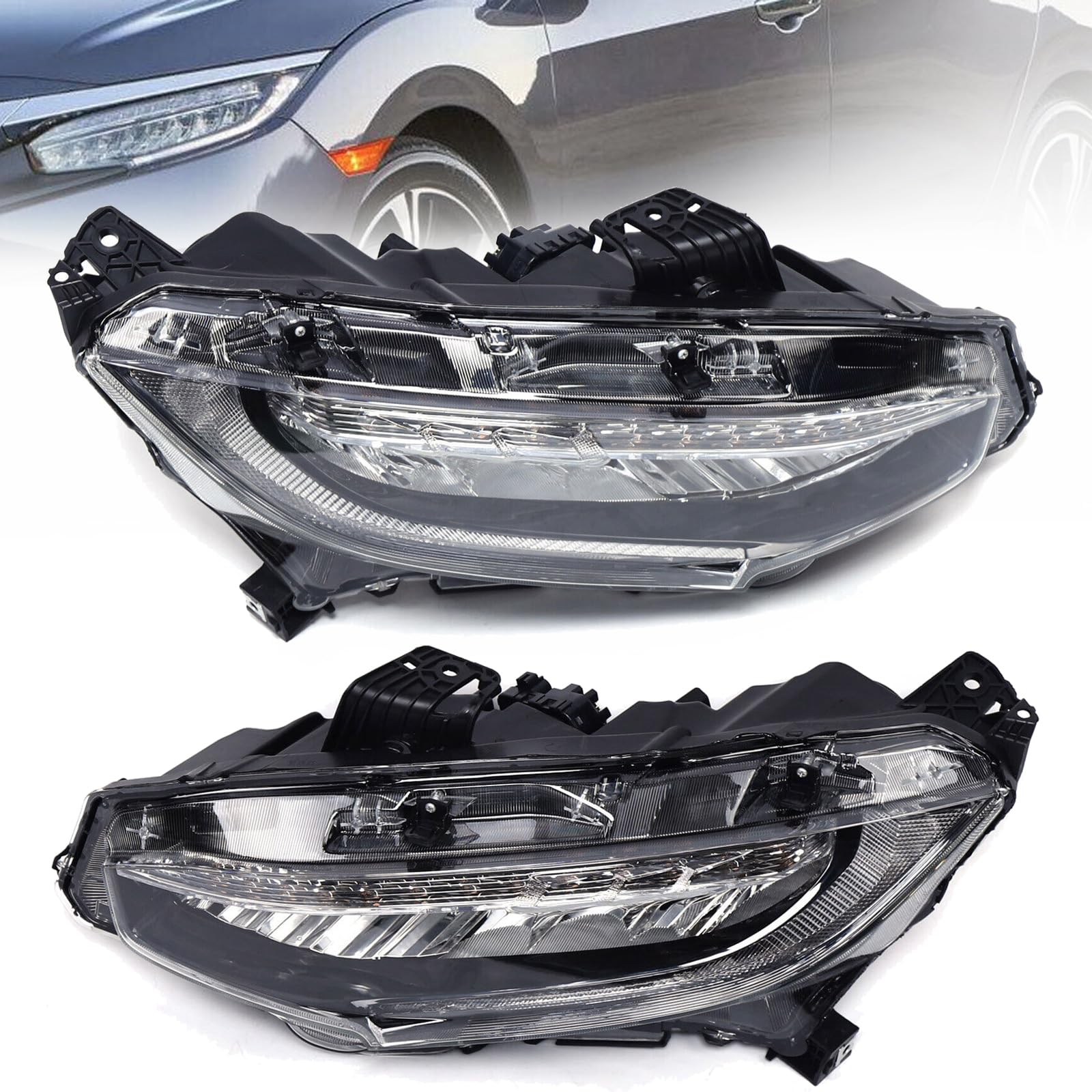 2016-2018 Honda Civic LED Headlight Pair - HO2502173 & HO2503173 Replacement (Driver & Passenger Side) | High Brightness for Night Driving & Enhanced Visibility