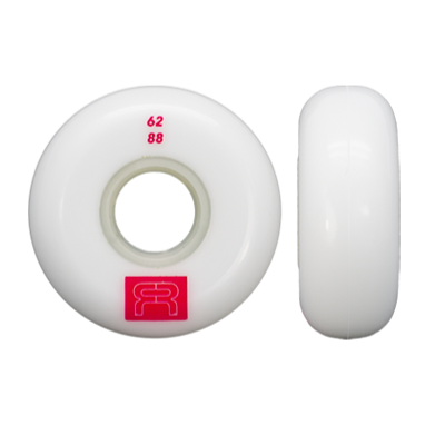 FR THE REC STREET WHEELS 62mm 88A White Skateboard Wheels (4-Pack) - Perfect for Street Skating, Cruising & Smooth Rides