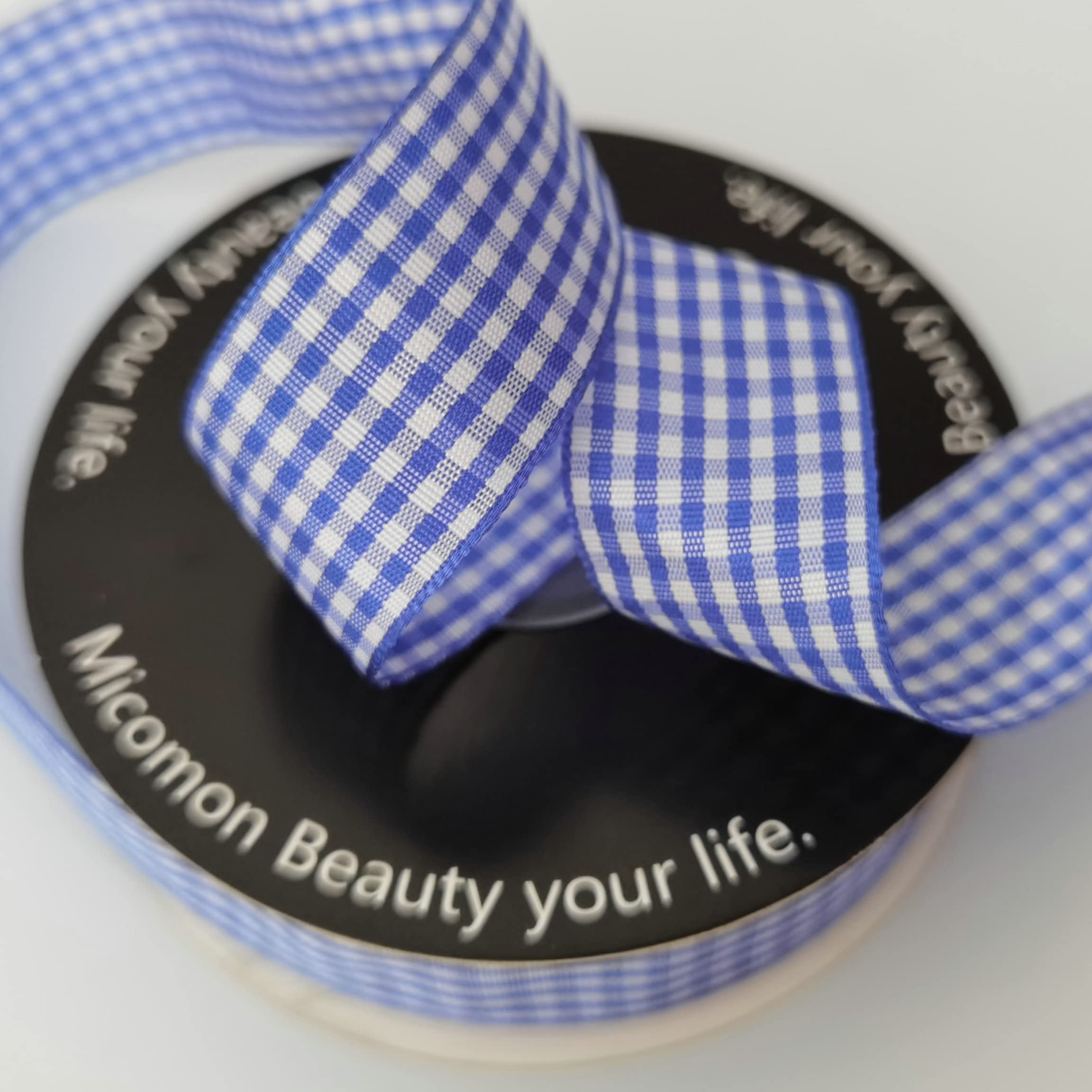 Blue and White Gingham Plaid Ribbon - 25 Yards per Roll, 1 Inch Wide, 100% Polyester - Perfect for Gift Wrapping, DIY Crafts, and Party Decorations