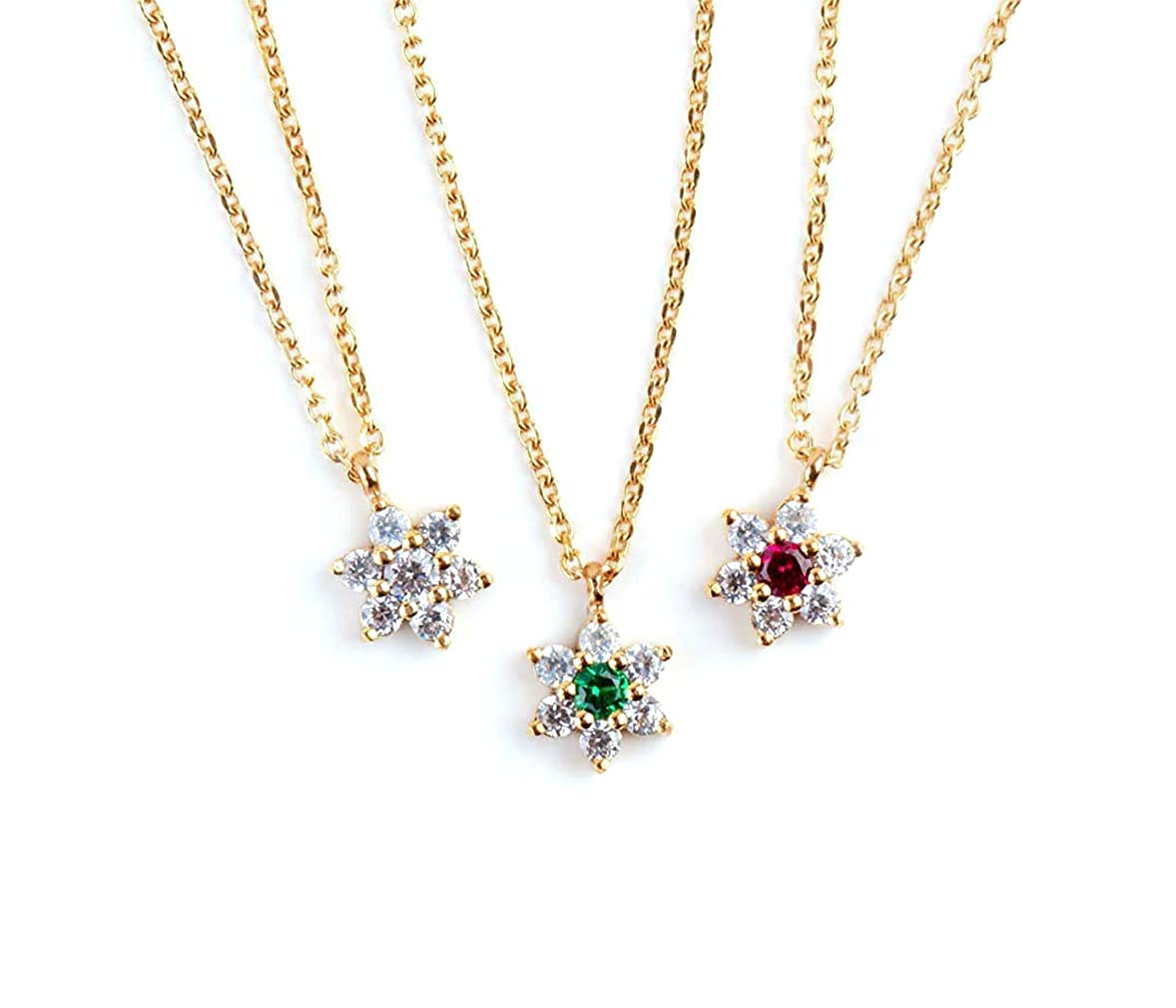 Elegant Diamond Flower Necklace - Ruby, Emerald, Sapphire Gemstone Jewelry for Women | Perfect for Weddings, Parties & Gifts