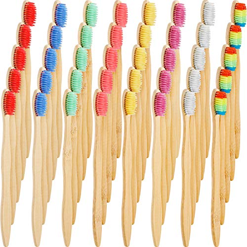 40-Pack Eco-Friendly Bamboo Charcoal Toothbrushes - BPA-Free Nylon Bristles, Biodegradable Handle, 8 Colors - Perfect for Travel, Home & Zero-Waste Lifestyle