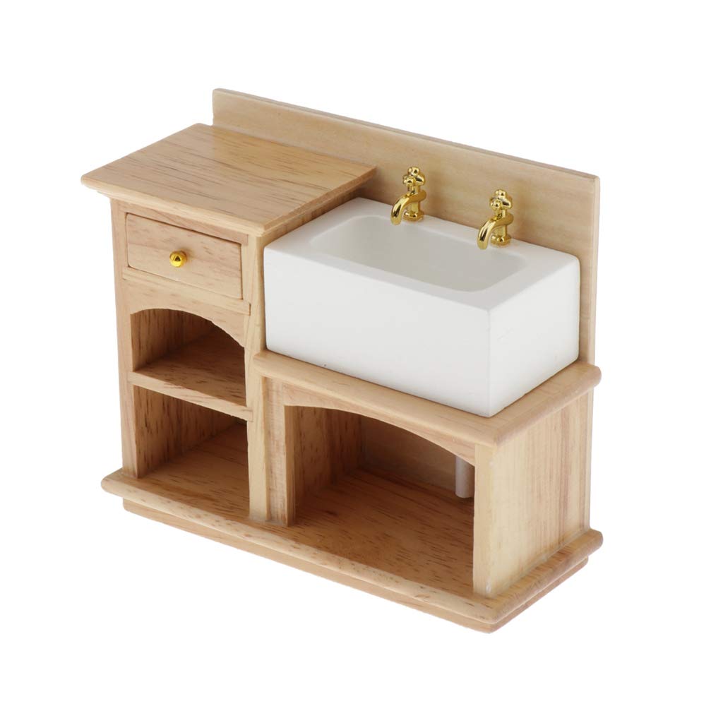 Simhoa 1/12 Scale Miniature Dollhouse Bathroom Sink - Realistic Hand Wash Basin for Dollhouse, DIY Crafts & Model Scenes - Perfect for Dollhouse Decor, Miniature Displays & Collectors