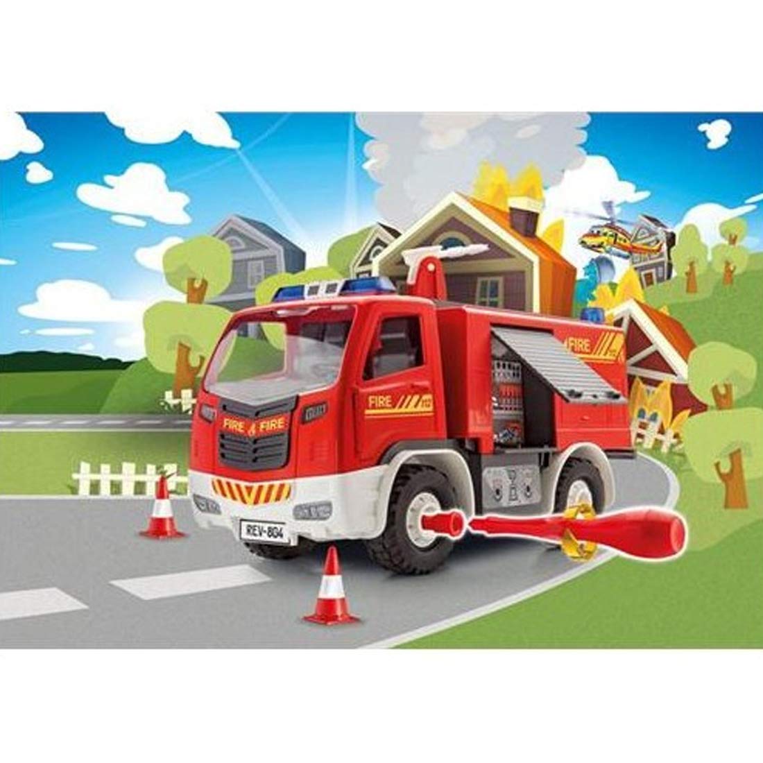 Revell Junior Fire Truck Model Kit - Red Toy Truck for Kids, Easy Build Plastic Model Kit for Beginners - Perfect for Playtime, Gifts & STEM Learning Activities