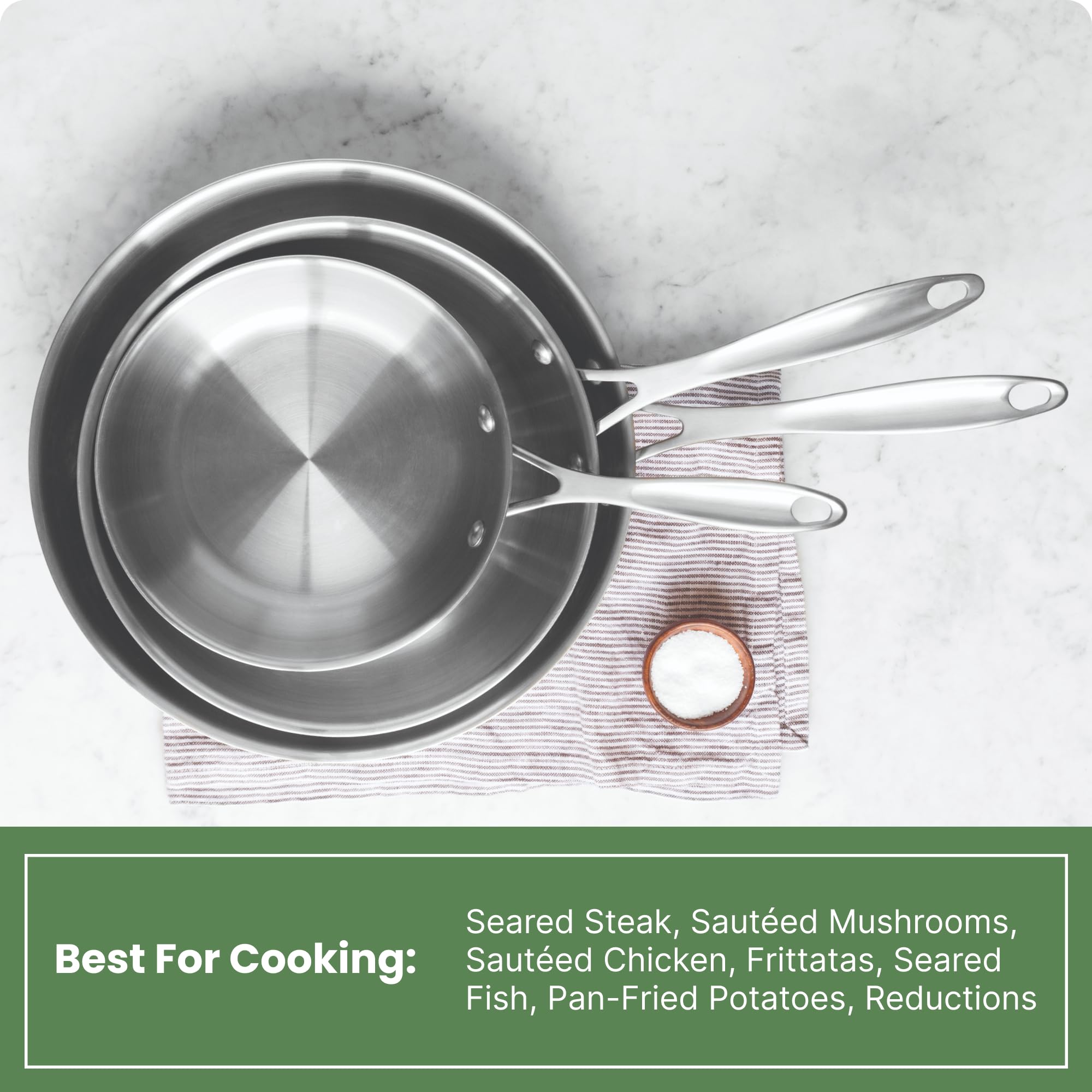 8 Inch Small Stainless Steel Skillet & Frying Pan - Made in USA - Perfect for Sautéing, Frying & Cooking Eggs, Pancakes & More in American Kitchens