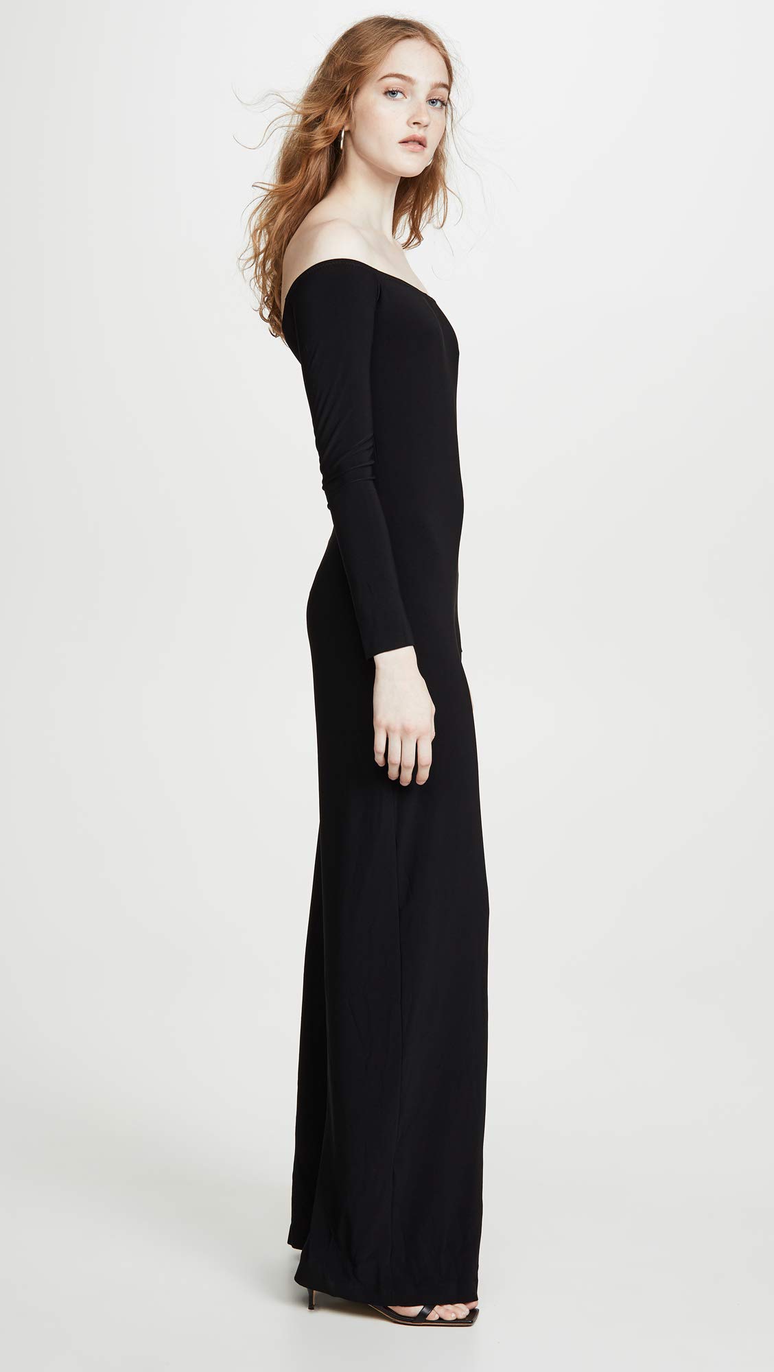 Norma Kamali Women's Long Sleeve Off-Shoulder Jumpsuit - Elegant One-Piece Romper for Casual & Evening Wear | Perfect for Date Night, Parties & Special Occasions